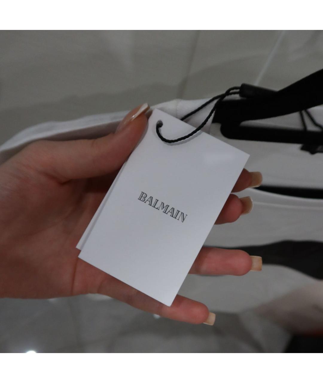 BALMAIN Белая хлопковая футболка, фото 4