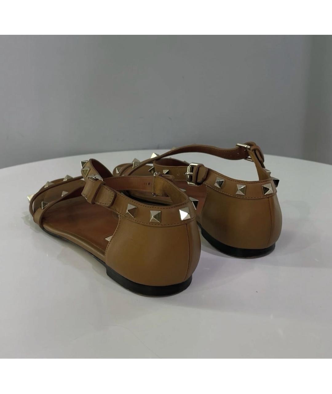 VALENTINO Коричневые кожаные сандалии, фото 5