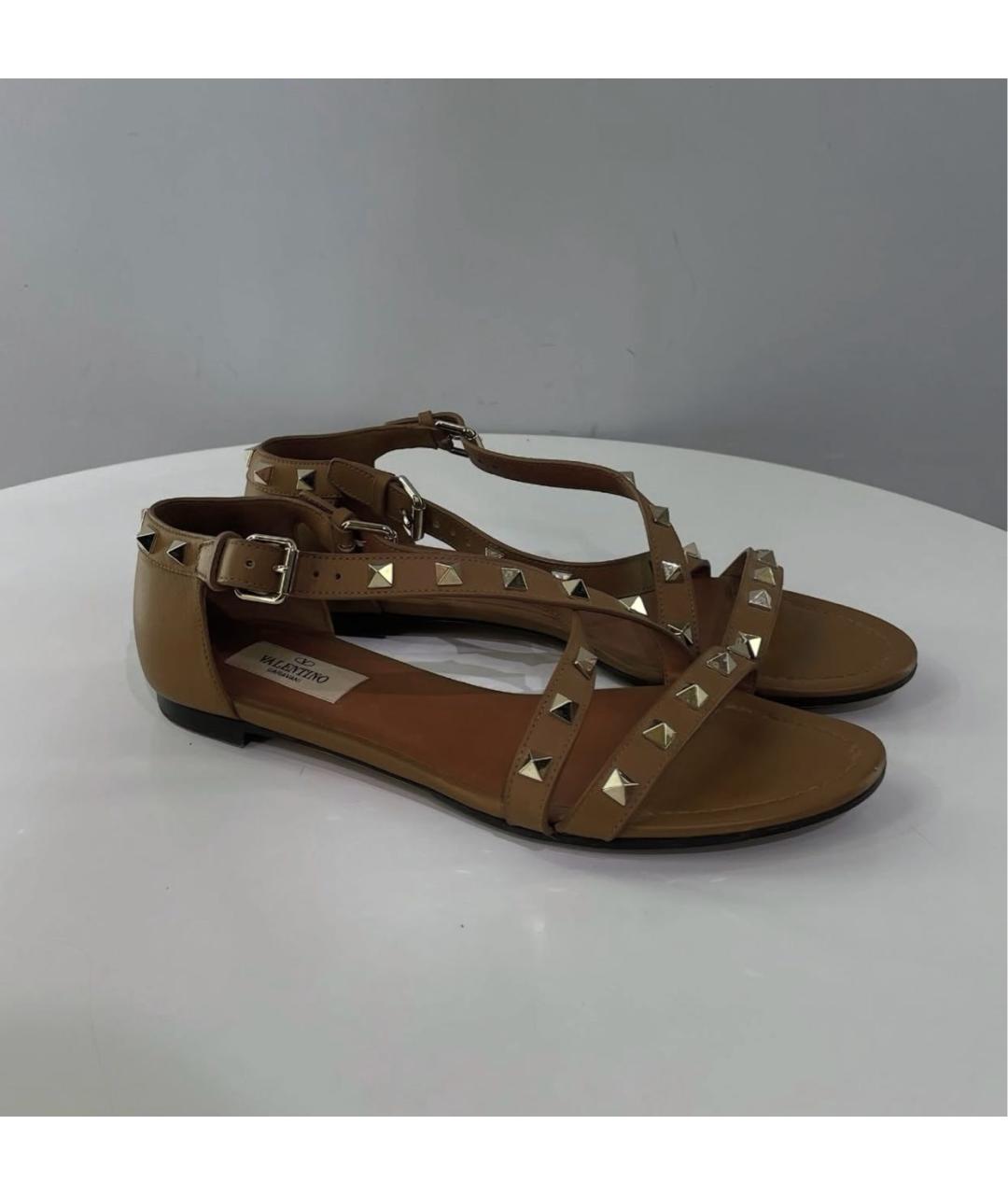 VALENTINO Коричневые кожаные сандалии, фото 8