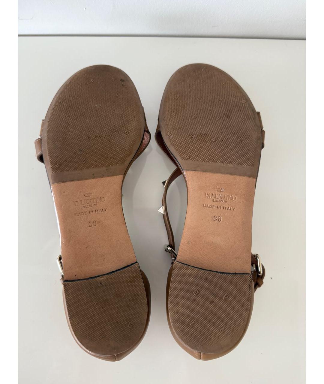 VALENTINO Коричневые кожаные сандалии, фото 6