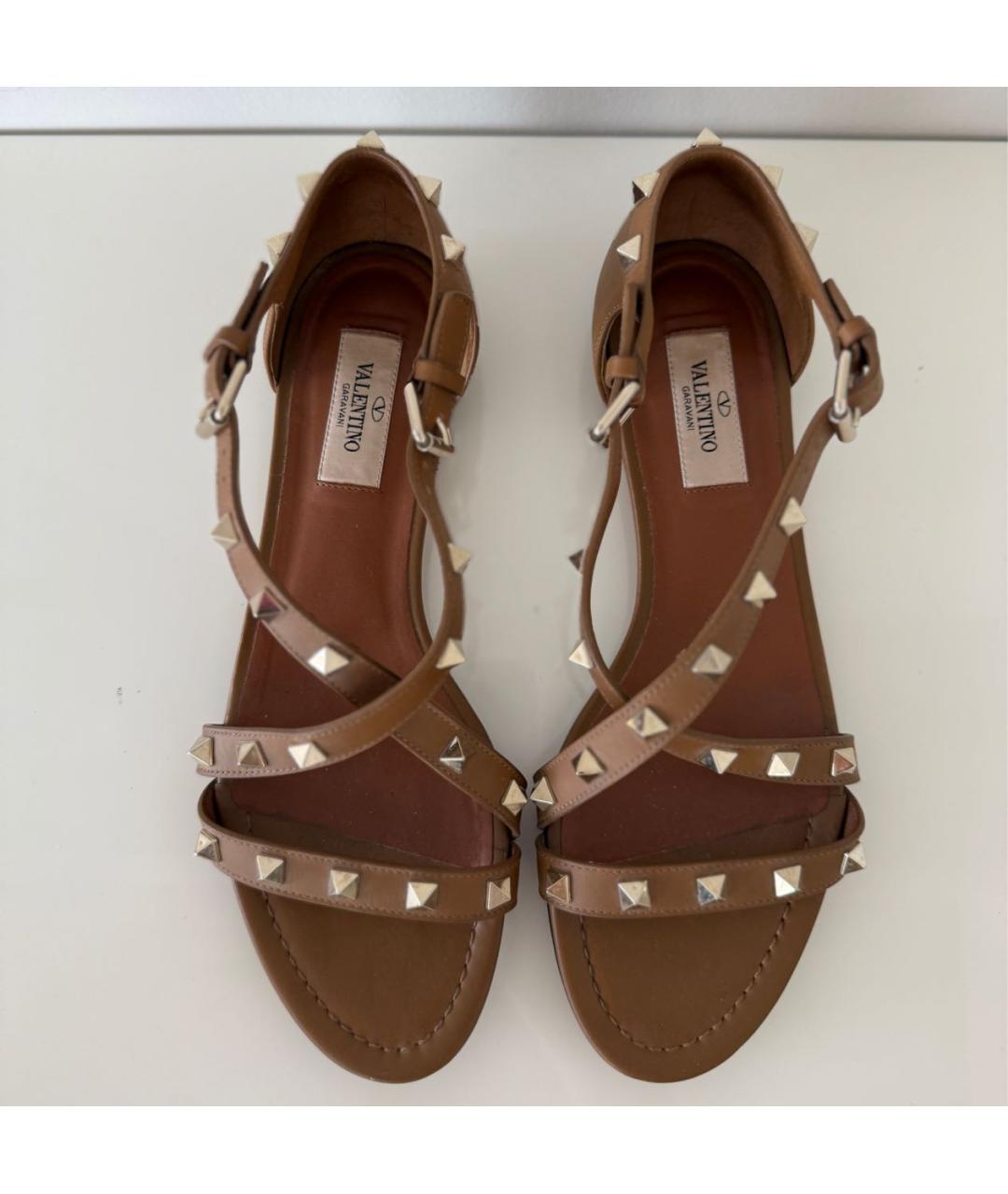 VALENTINO Коричневые кожаные сандалии, фото 3