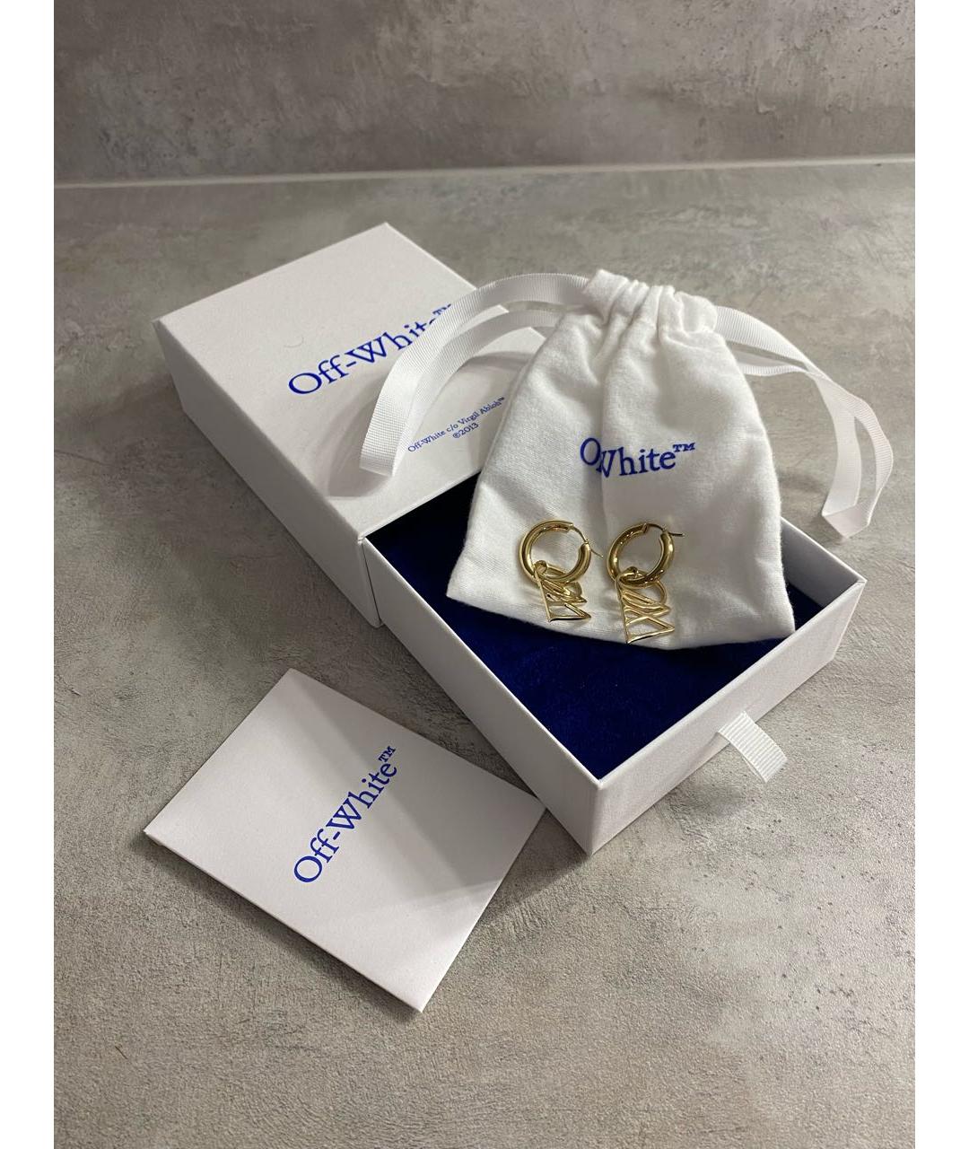 OFF-WHITE Золотые латунные серьги, фото 2