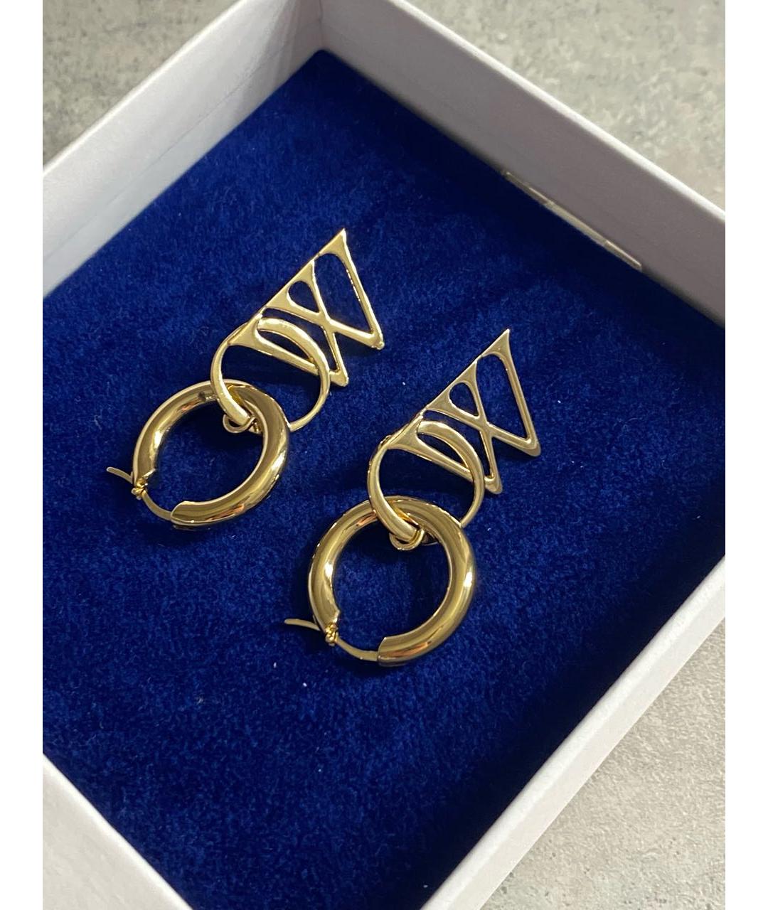 OFF-WHITE Золотые латунные серьги, фото 3