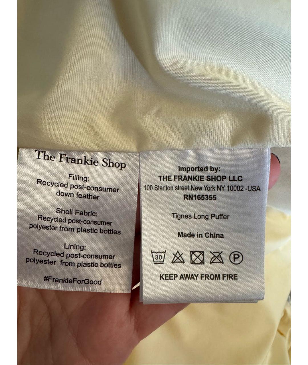 THE FRANKIE SHOP Желтый полиэстеровый пуховик, фото 4