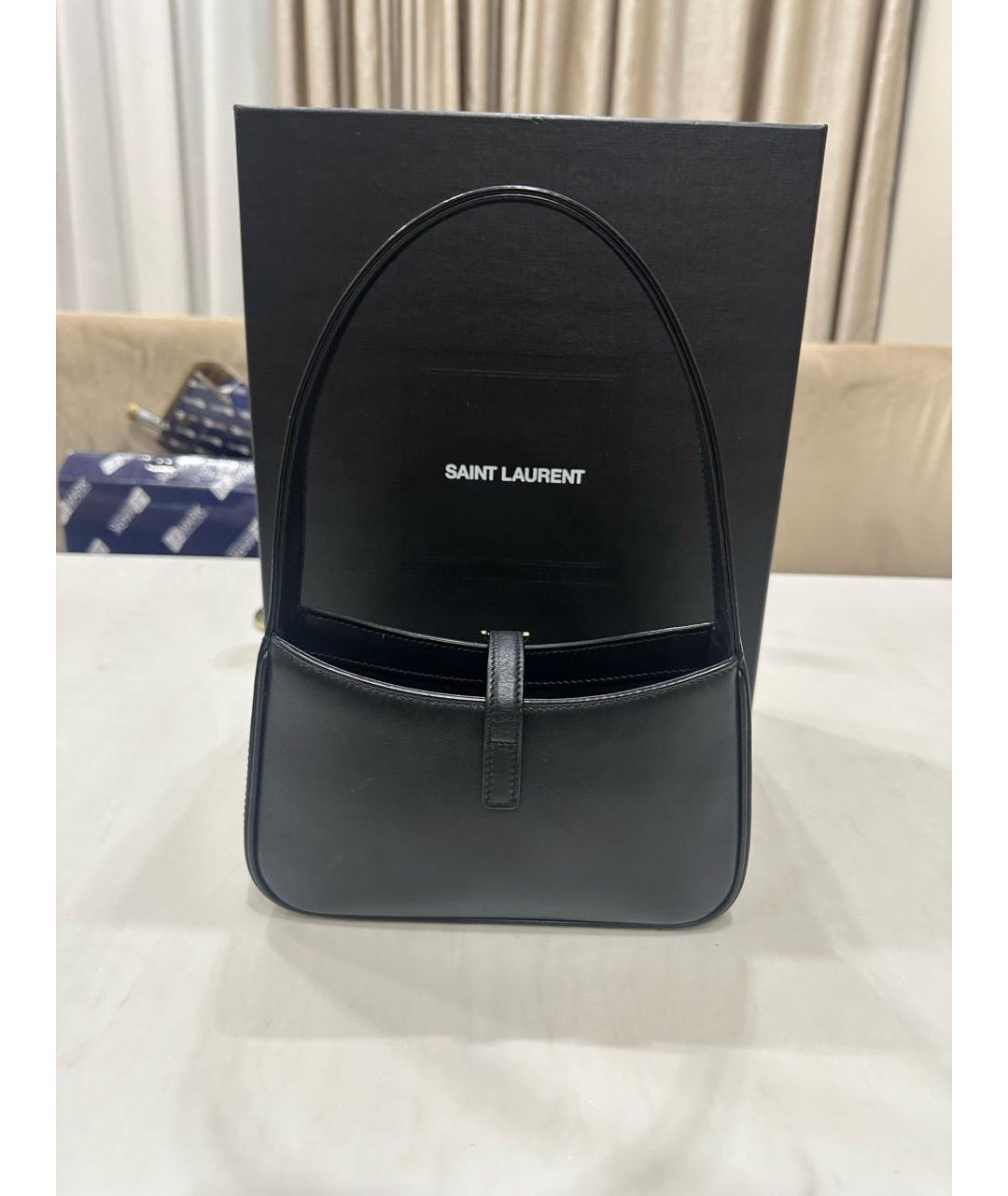 SAINT LAURENT Черная кожаная сумка с короткими ручками, фото 3