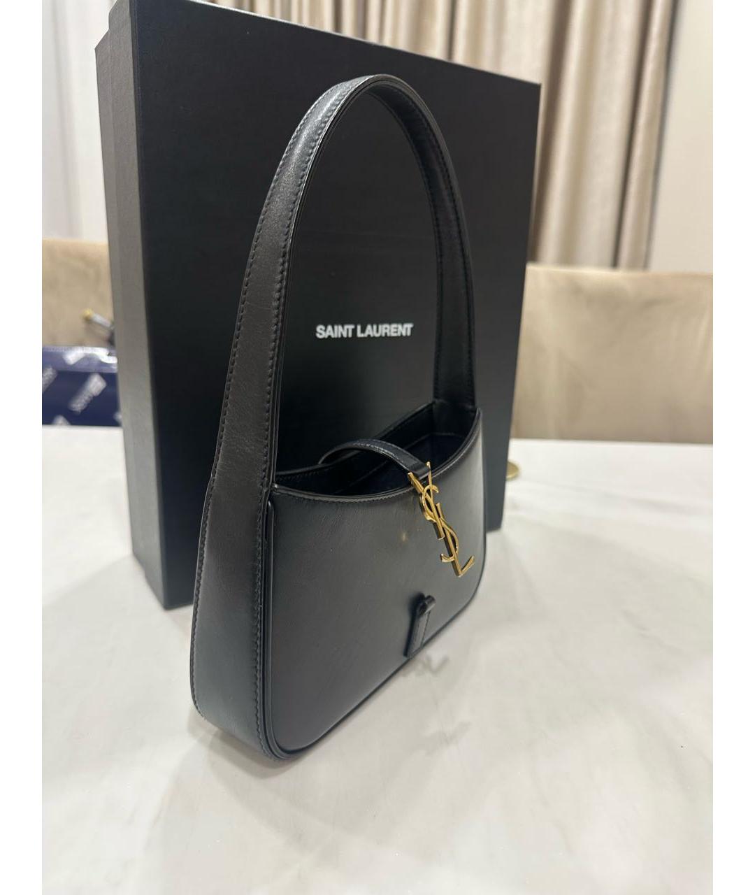 SAINT LAURENT Черная кожаная сумка с короткими ручками, фото 2