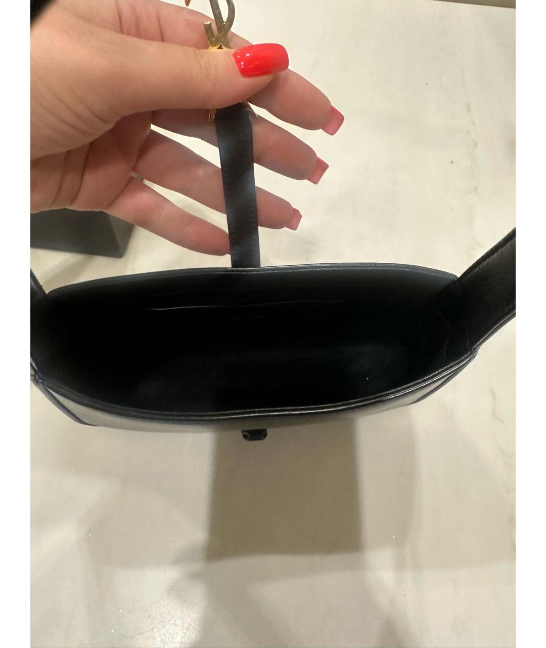 SAINT LAURENT Черная кожаная сумка с короткими ручками, фото 4