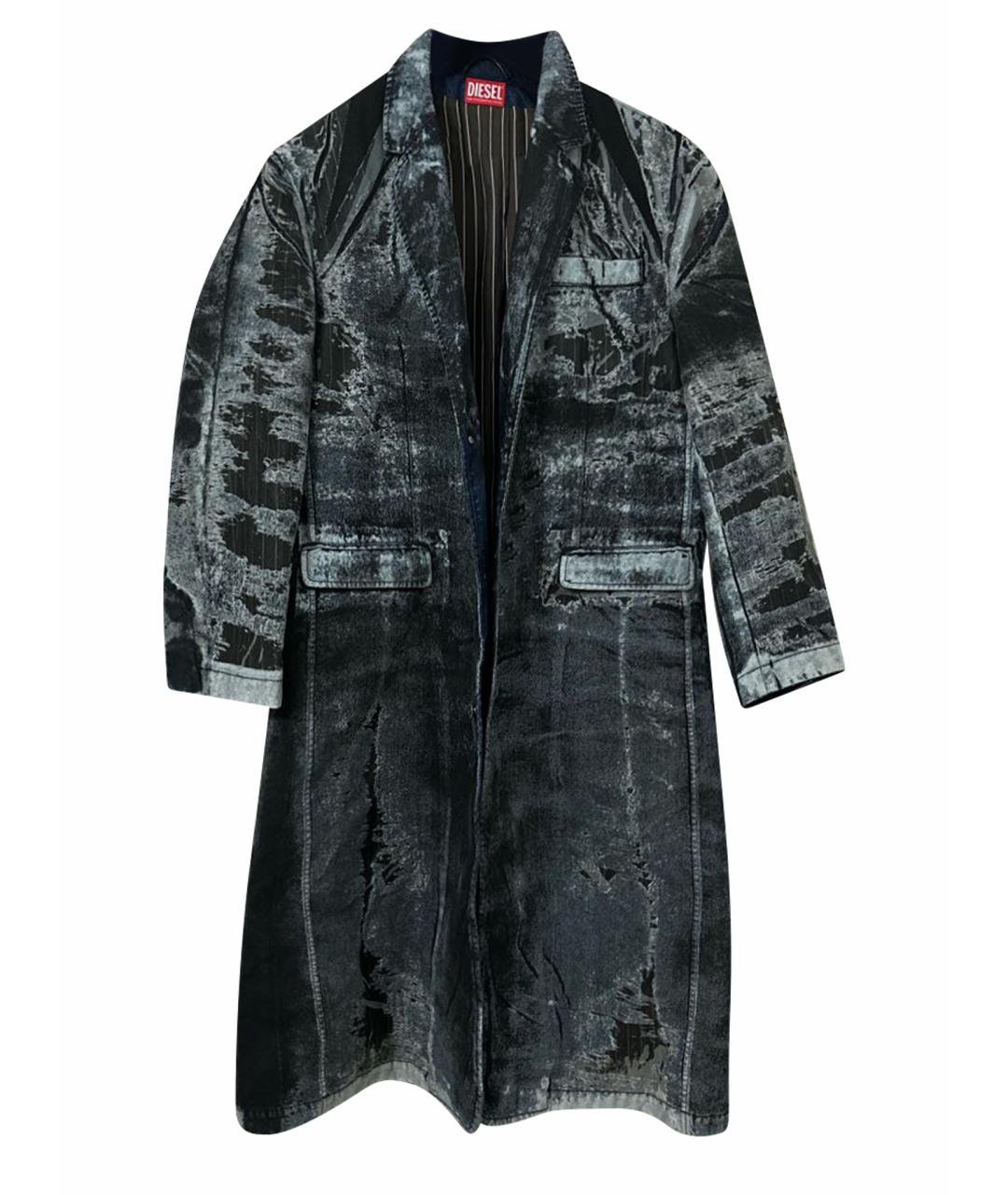 DIESEL Темно-синий деним тренч / плащ, фото 1