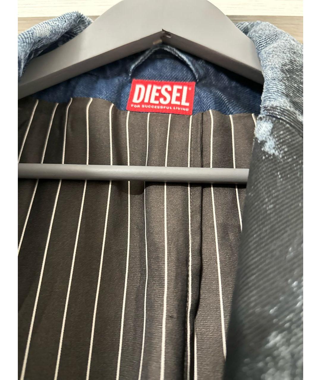 DIESEL Темно-синий деним тренч / плащ, фото 4