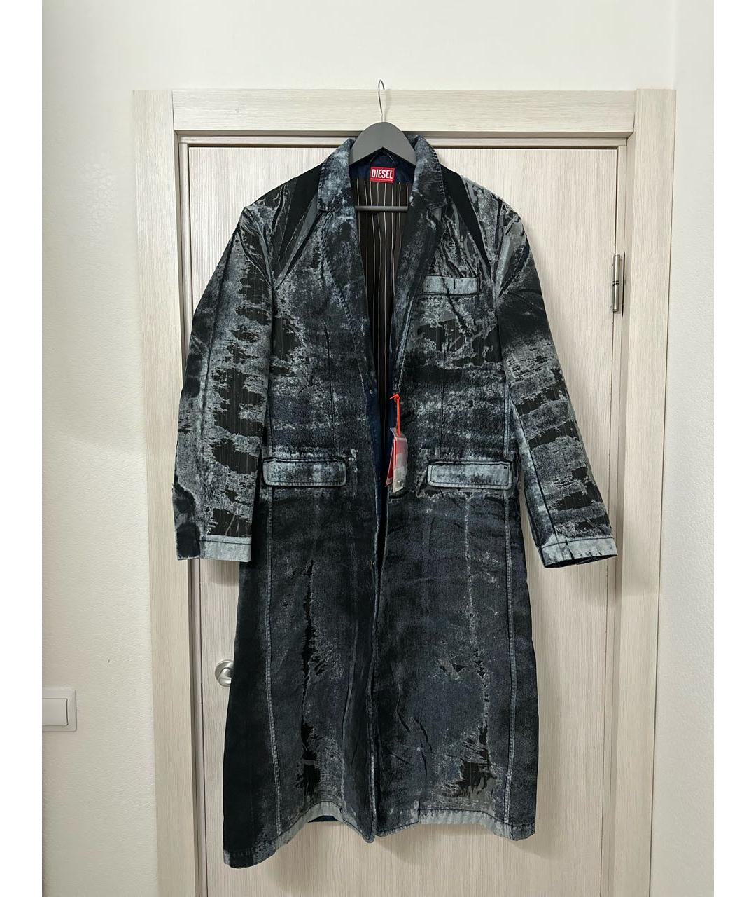 DIESEL Темно-синий деним тренч / плащ, фото 5