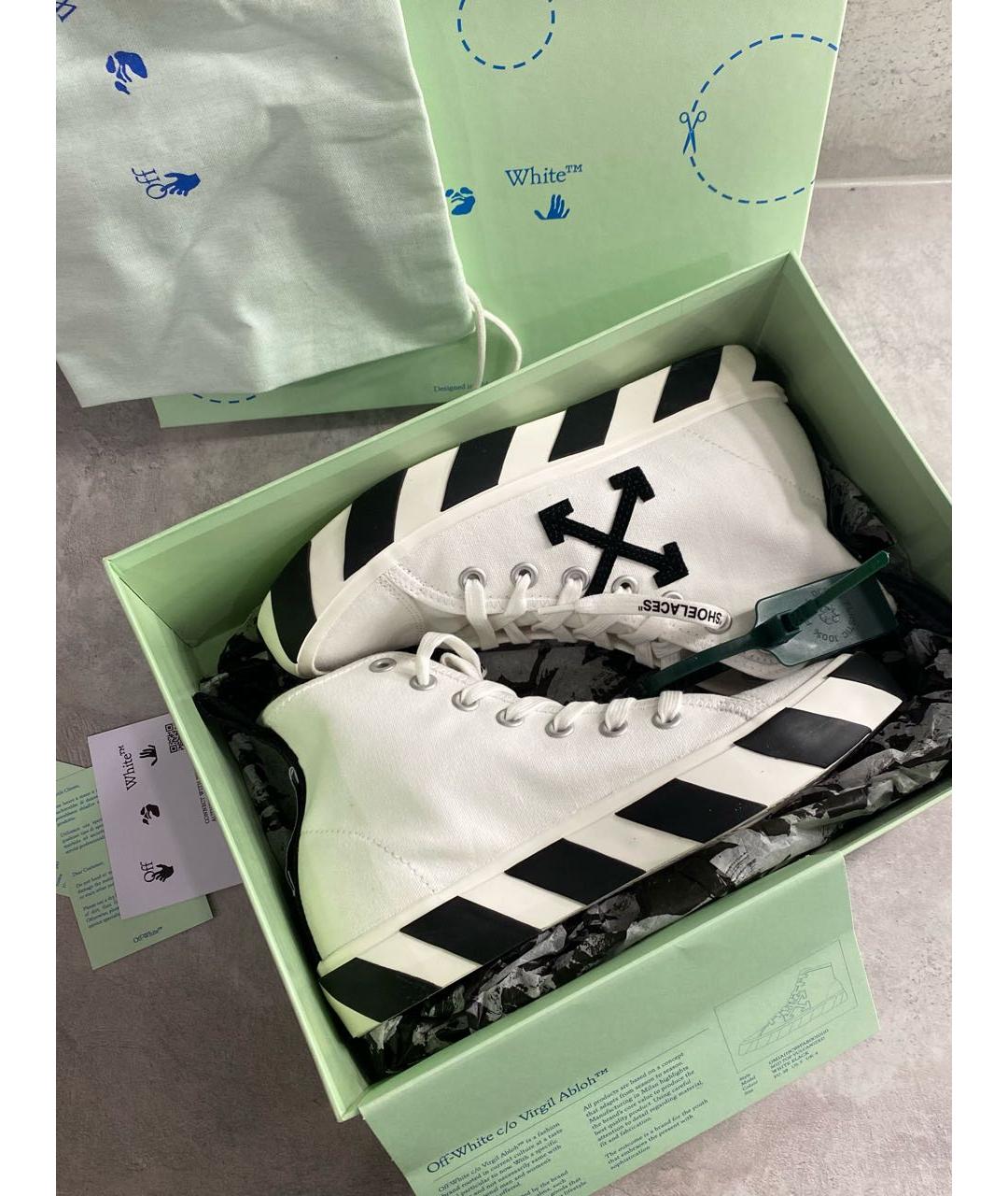 OFF-WHITE Белые текстильные кеды, фото 7