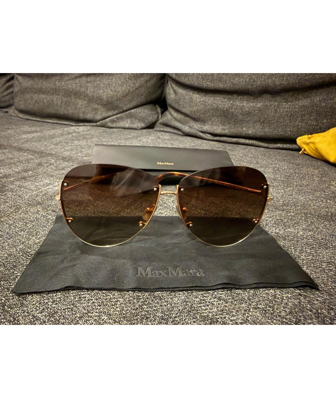 MAX MARA Коричневые металлические солнцезащитные очки, фото 4