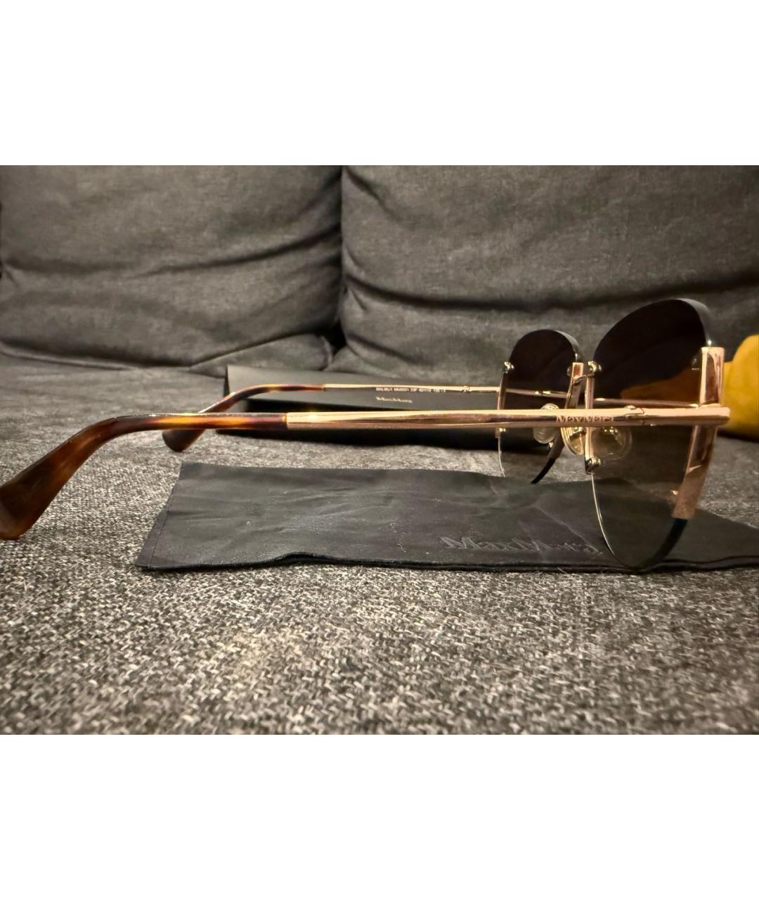 MAX MARA Коричневые металлические солнцезащитные очки, фото 3
