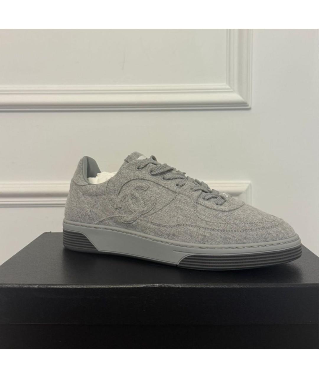 CHANEL Антрацитовые текстильные кроссовки, фото 2