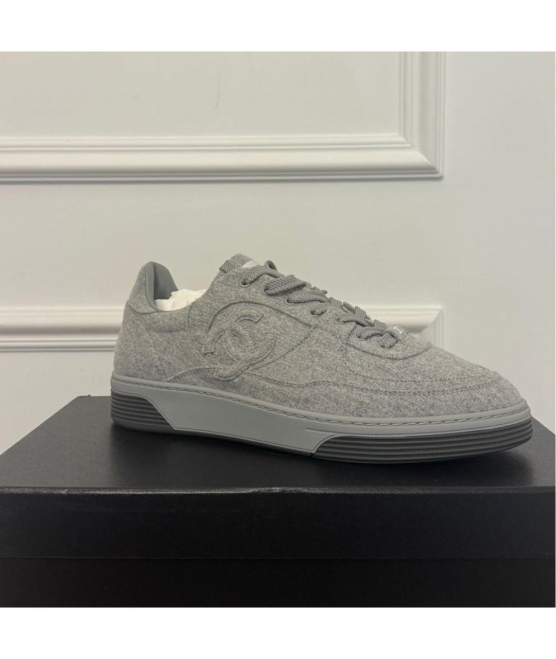 CHANEL Антрацитовые текстильные кроссовки, фото 3