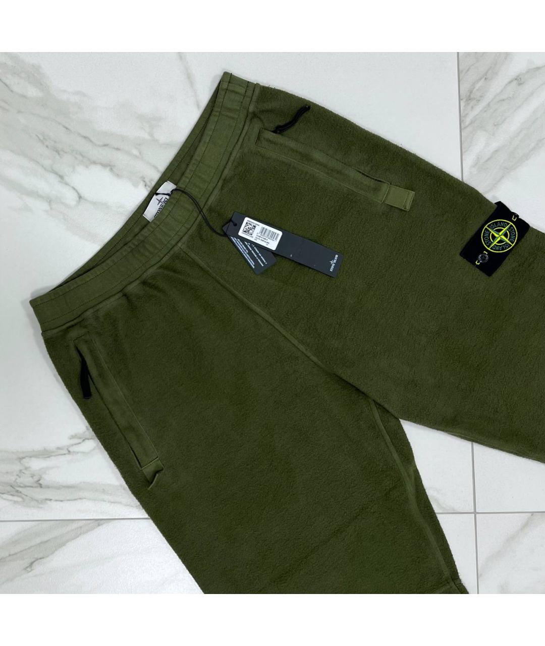 STONE ISLAND Хаки хлопковые повседневные брюки, фото 2