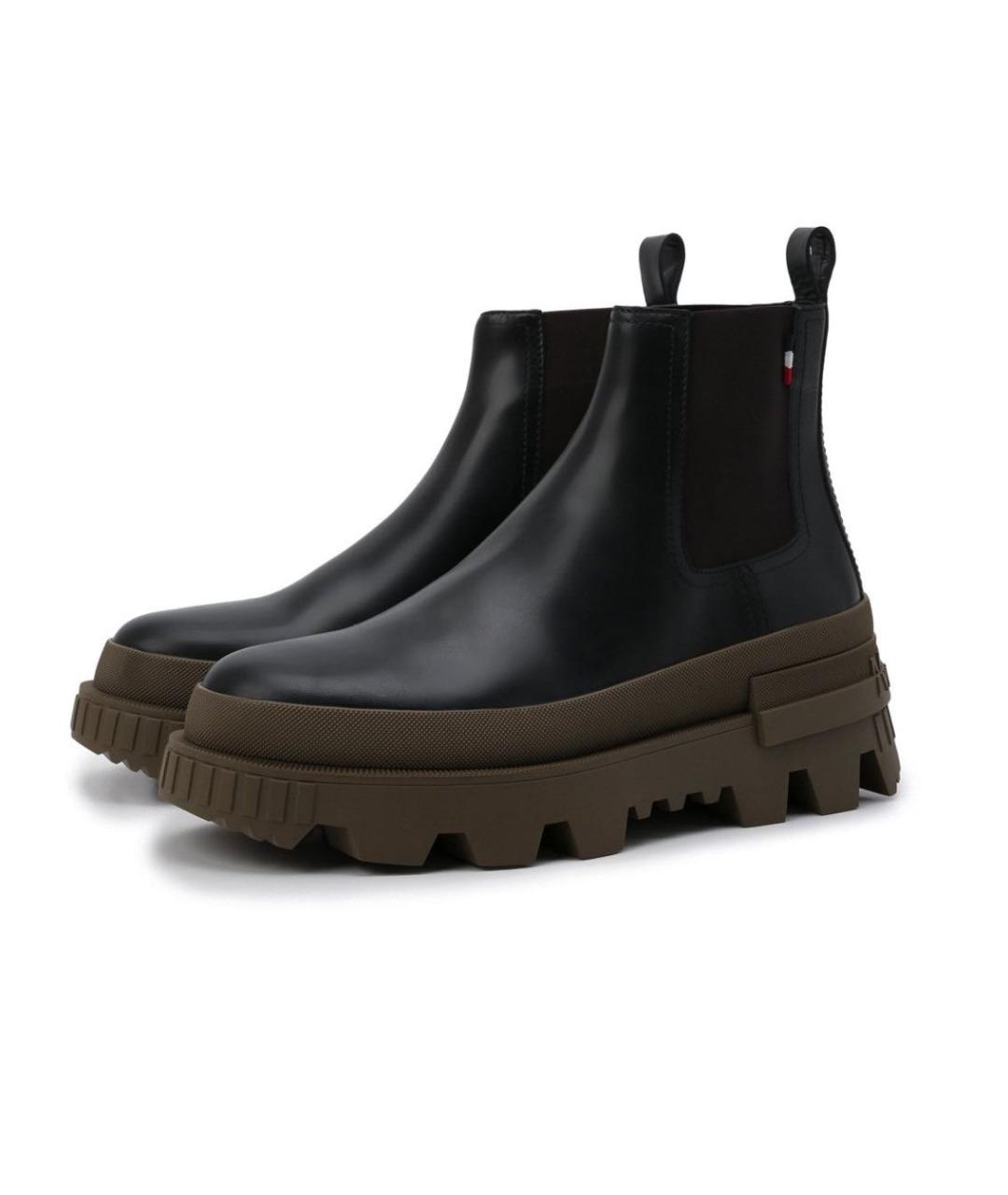 MONCLER Черные кожаные полусапоги, фото 3