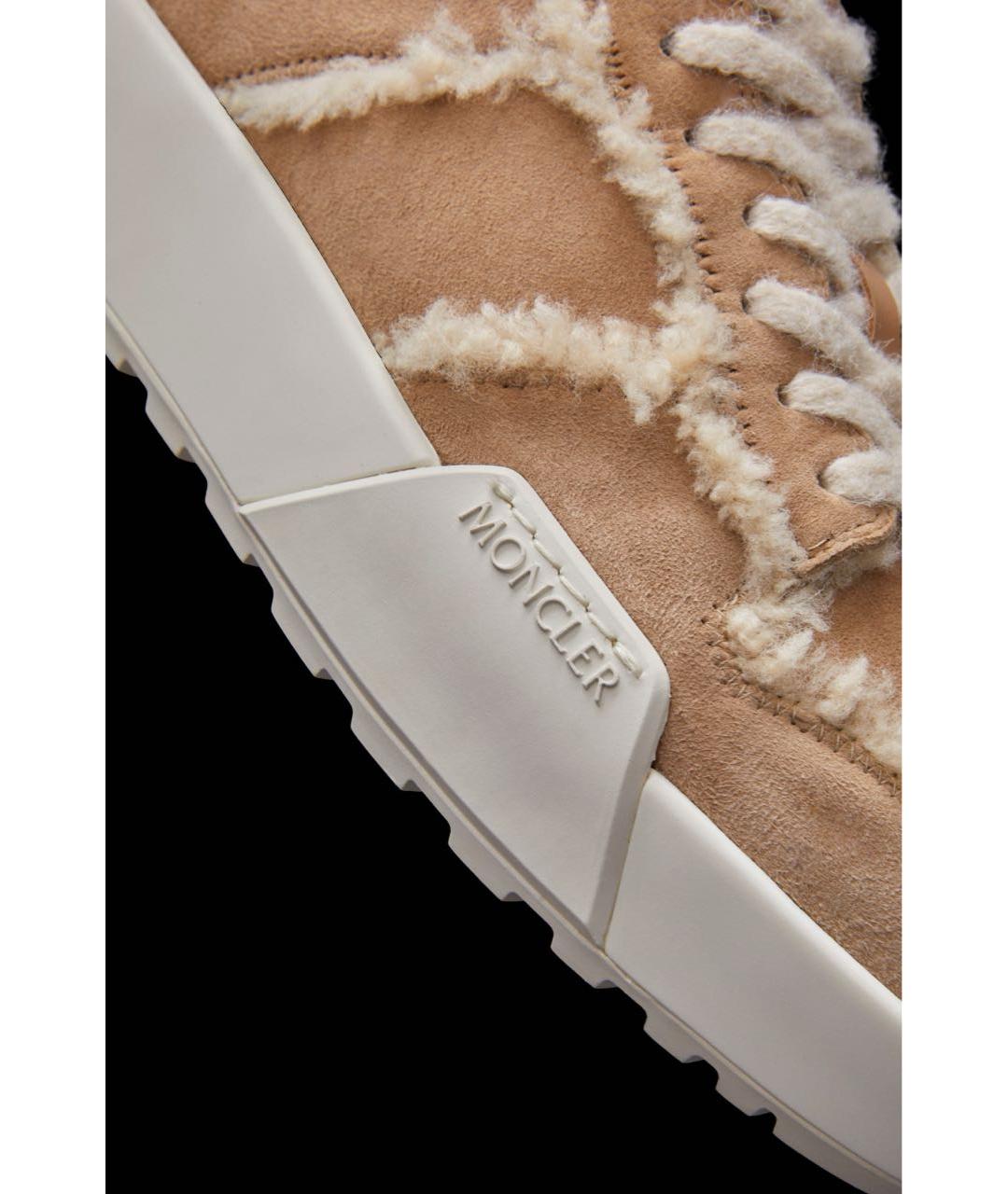 MONCLER Бежевые замшевые кроссовки, фото 2