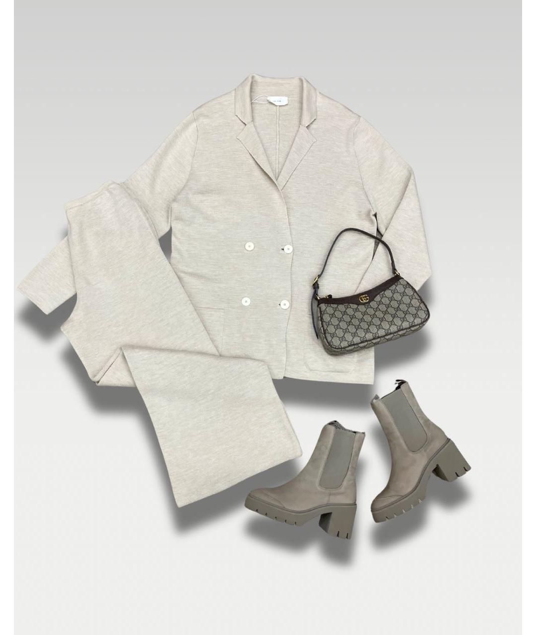 THE ROW Бежевый шерстяной костюм с брюками, фото 6