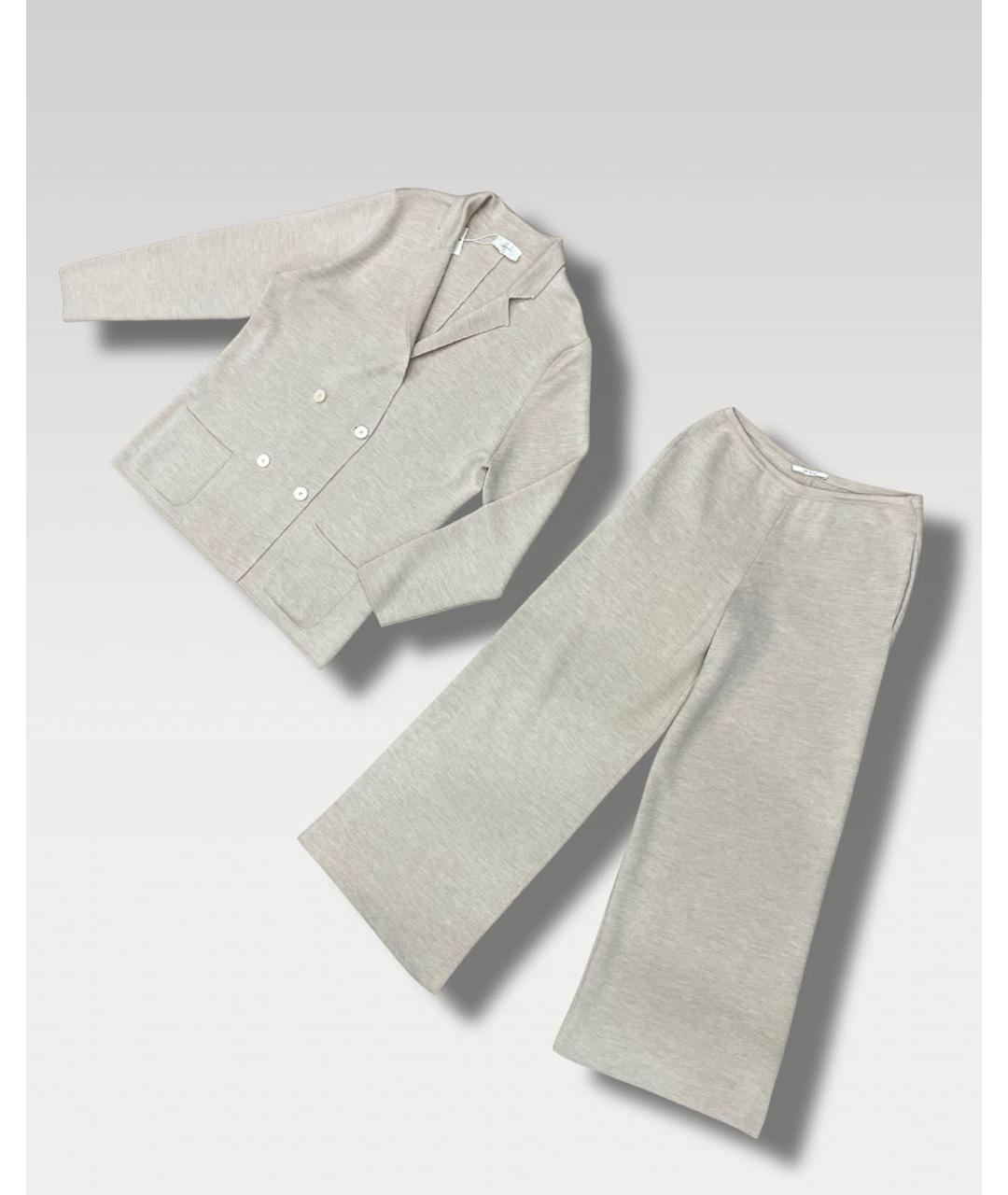 THE ROW Бежевый шерстяной костюм с брюками, фото 9