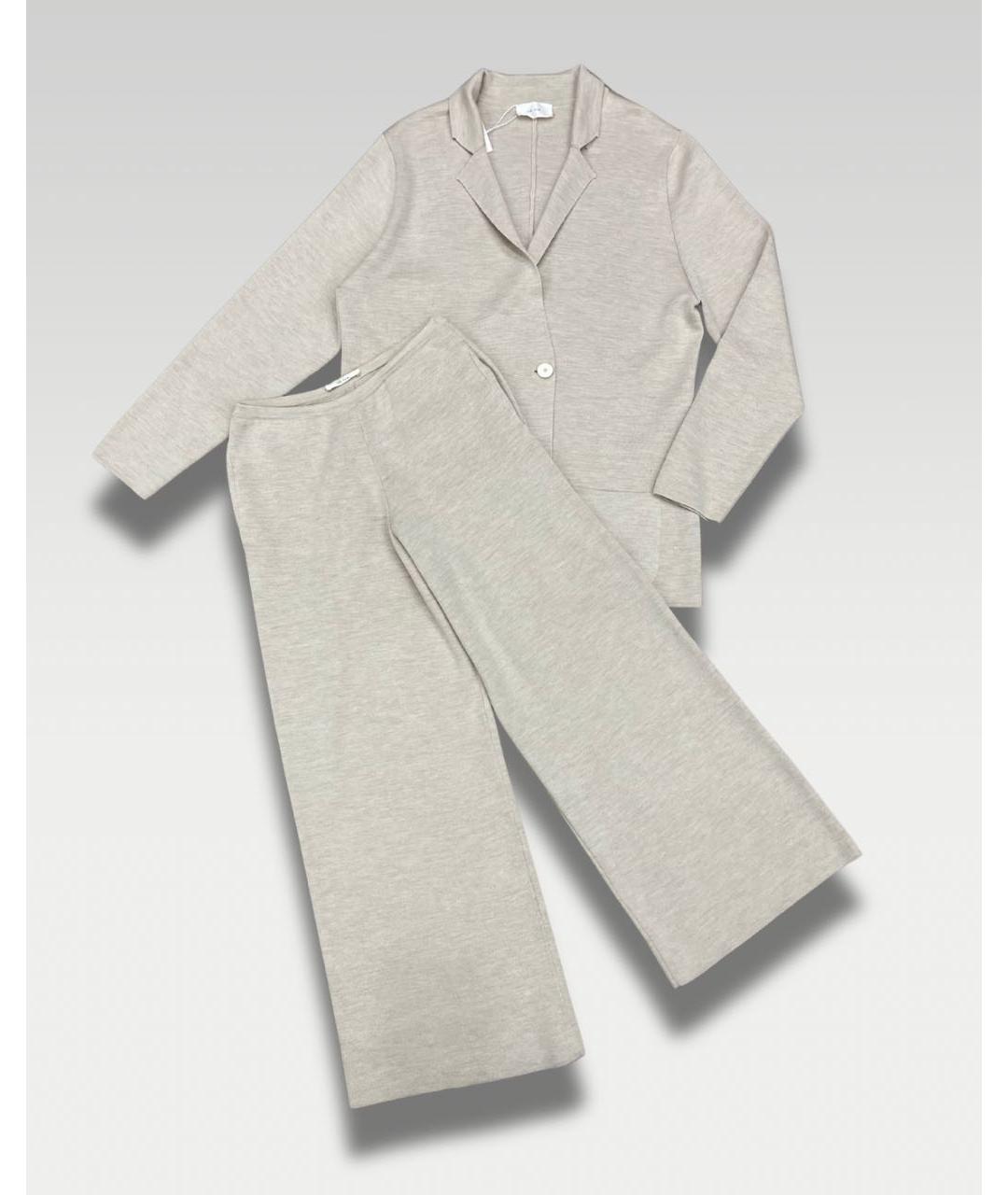 THE ROW Бежевый шерстяной костюм с брюками, фото 8