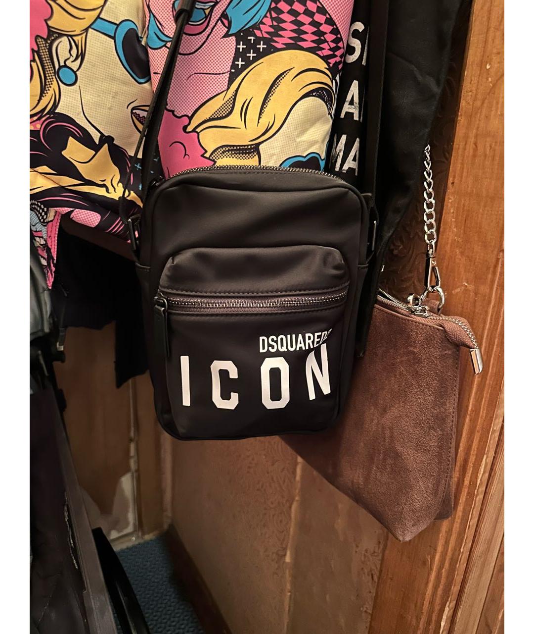 DSQUARED2 Черная тканевая сумка на плечо, фото 3
