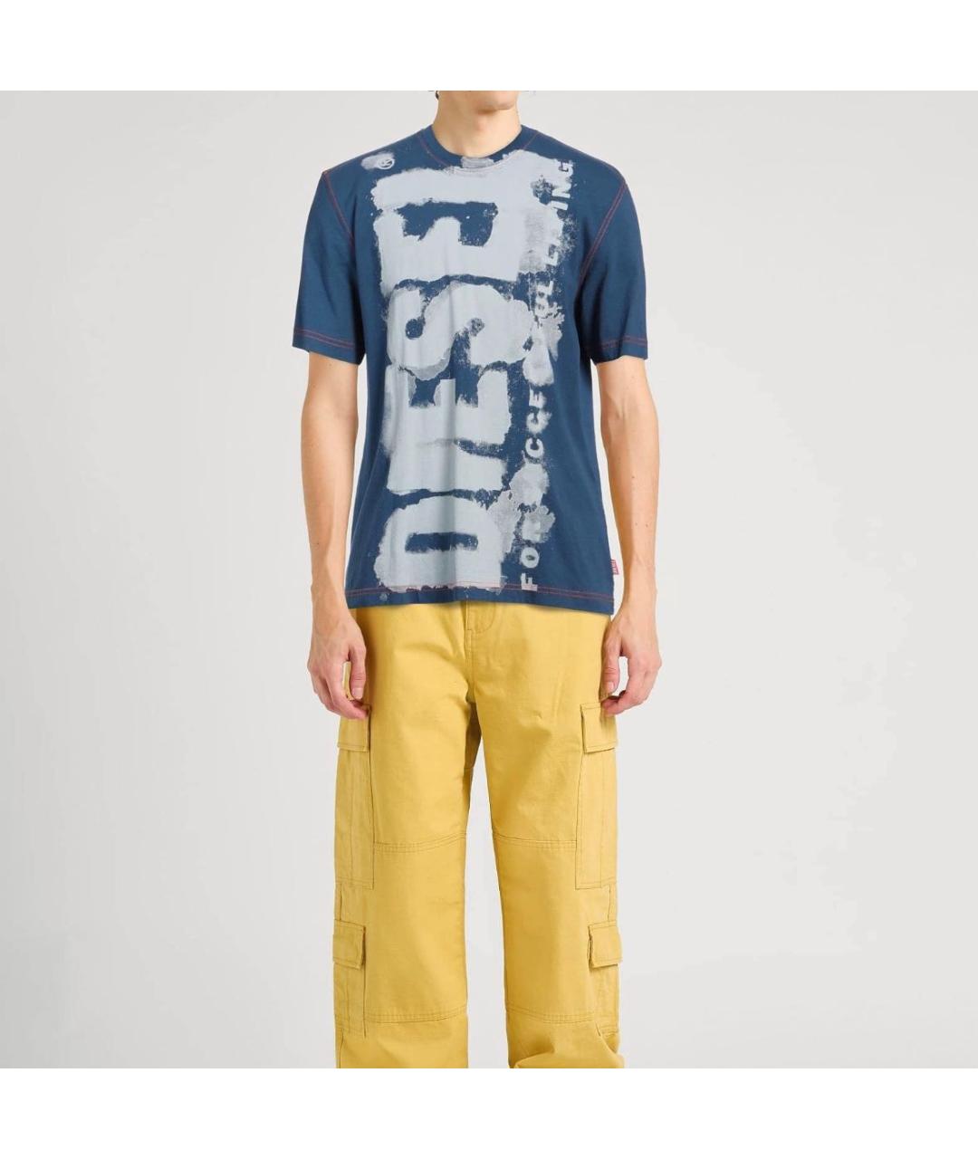 DIESEL Темно-синяя хлопковая футболка, фото 3