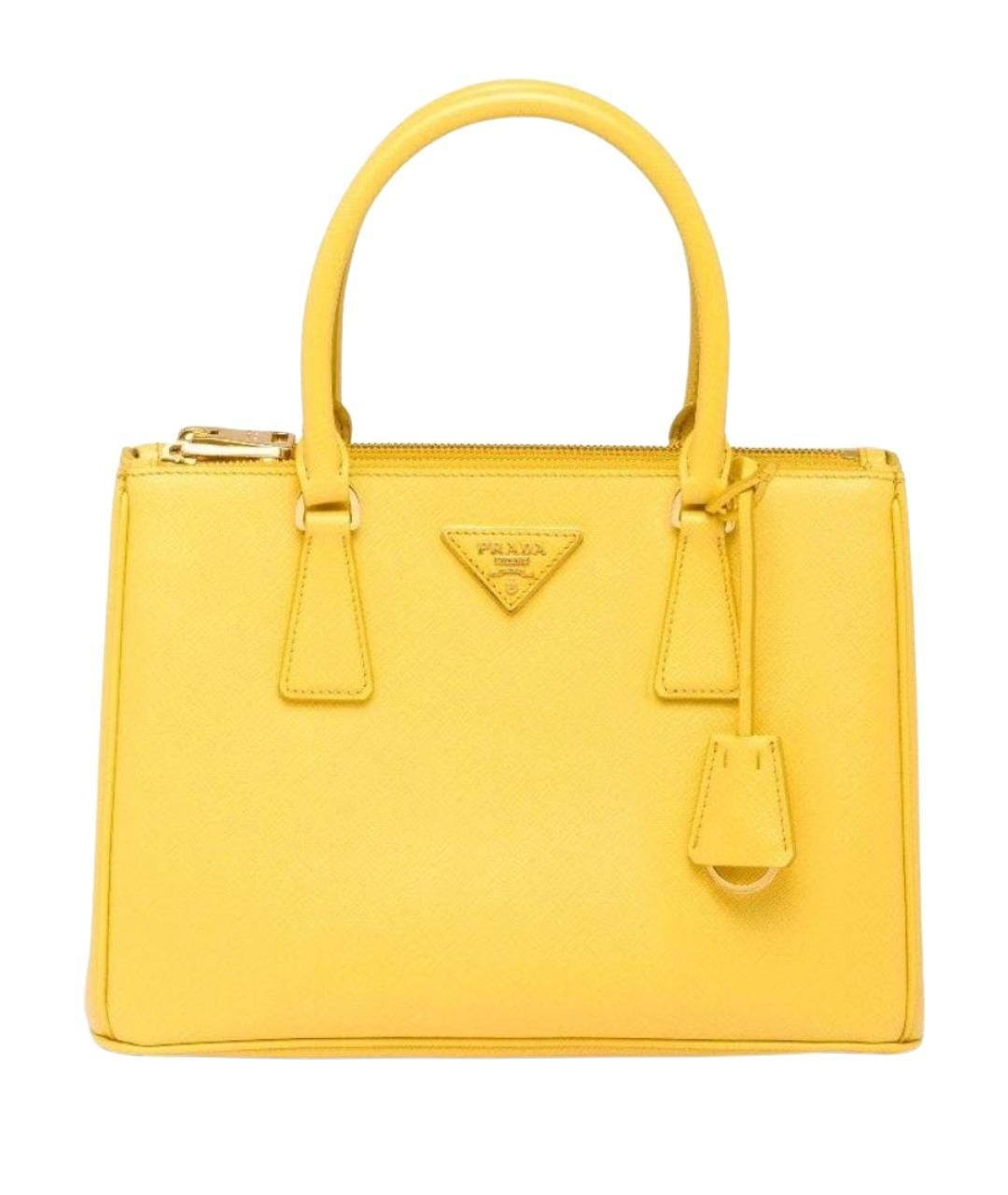 PRADA Желтая кожаная сумка с короткими ручками, фото 1