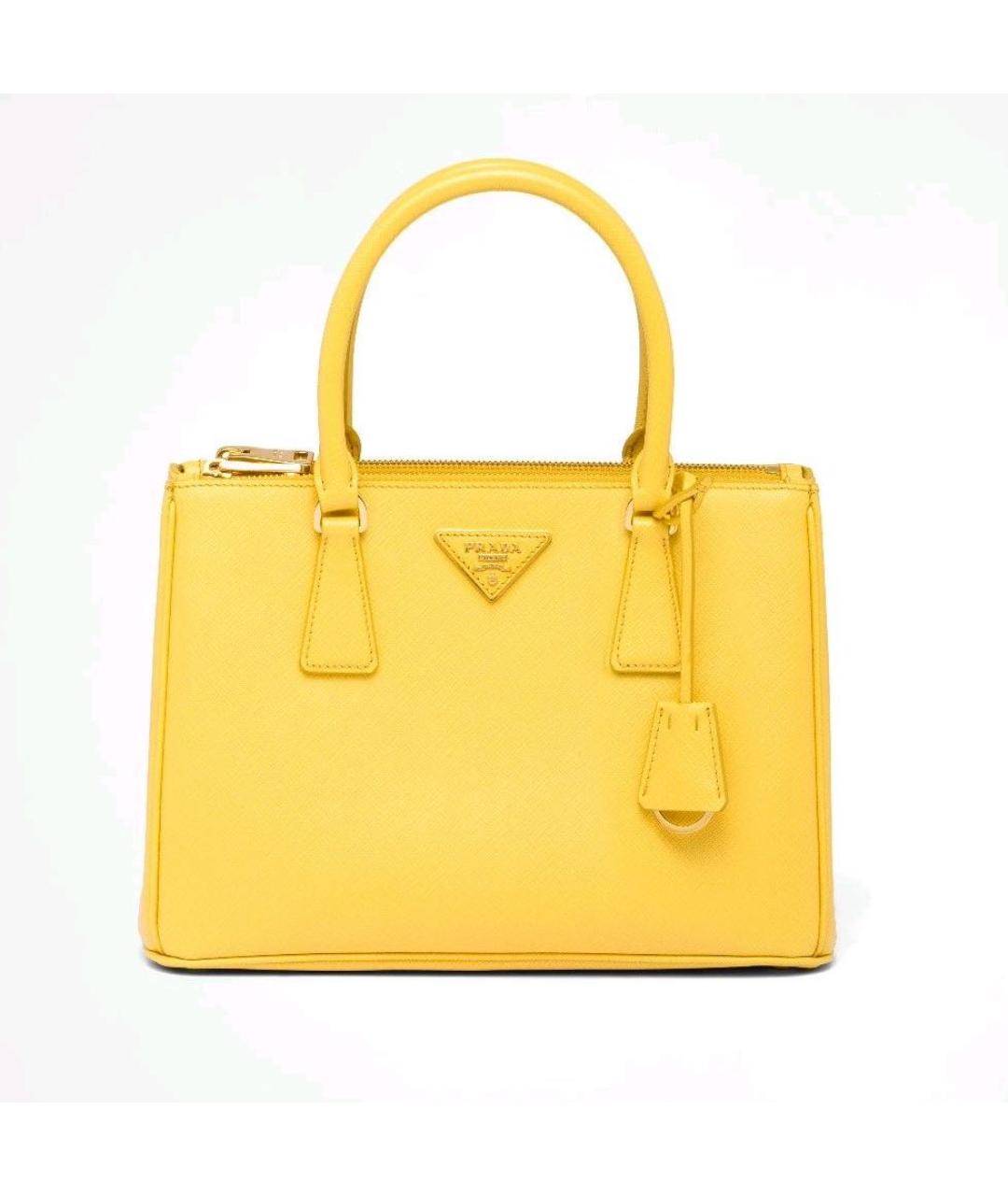 PRADA Желтая кожаная сумка с короткими ручками, фото 9