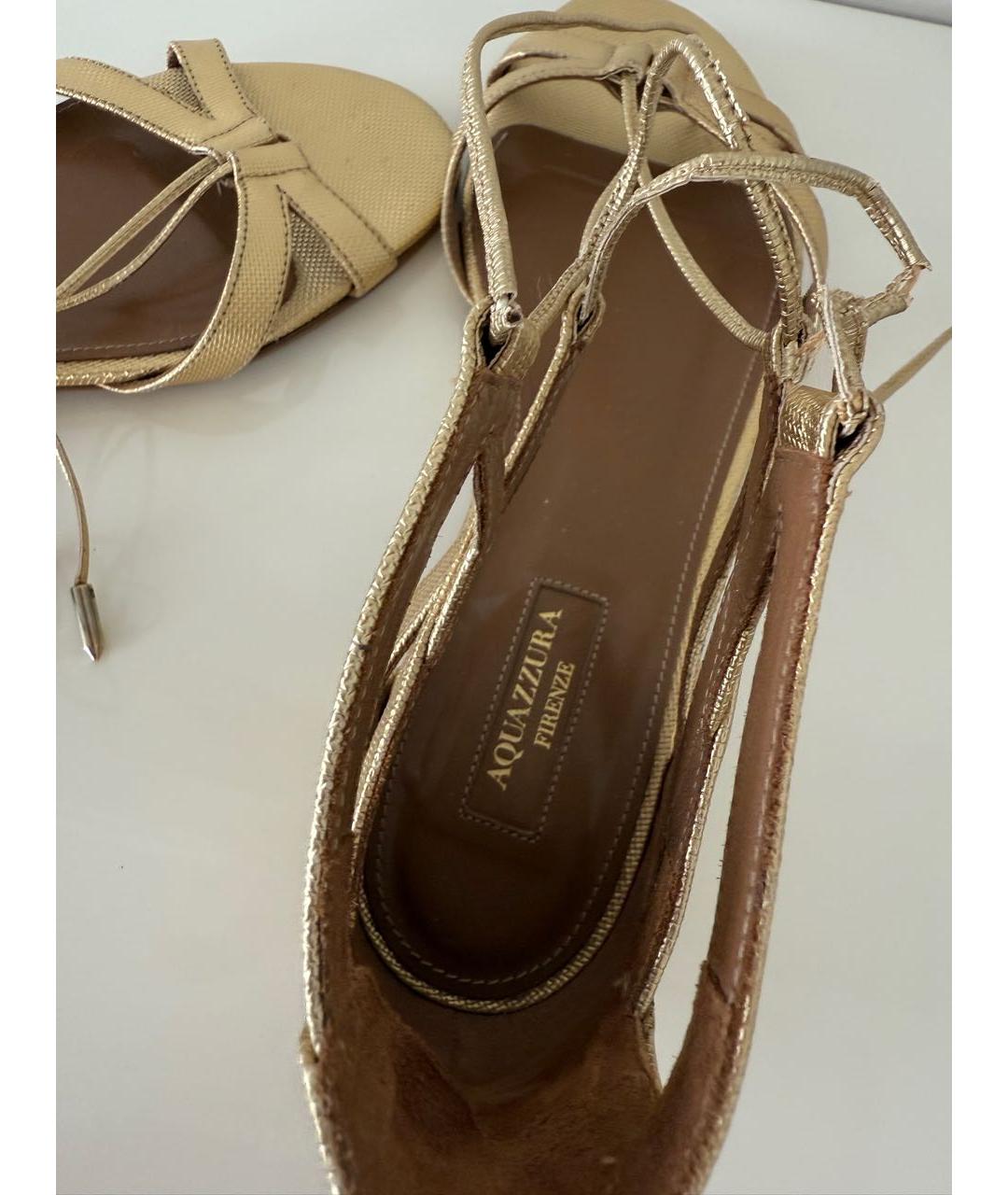 AQUAZZURA Золотые сандалии, фото 5