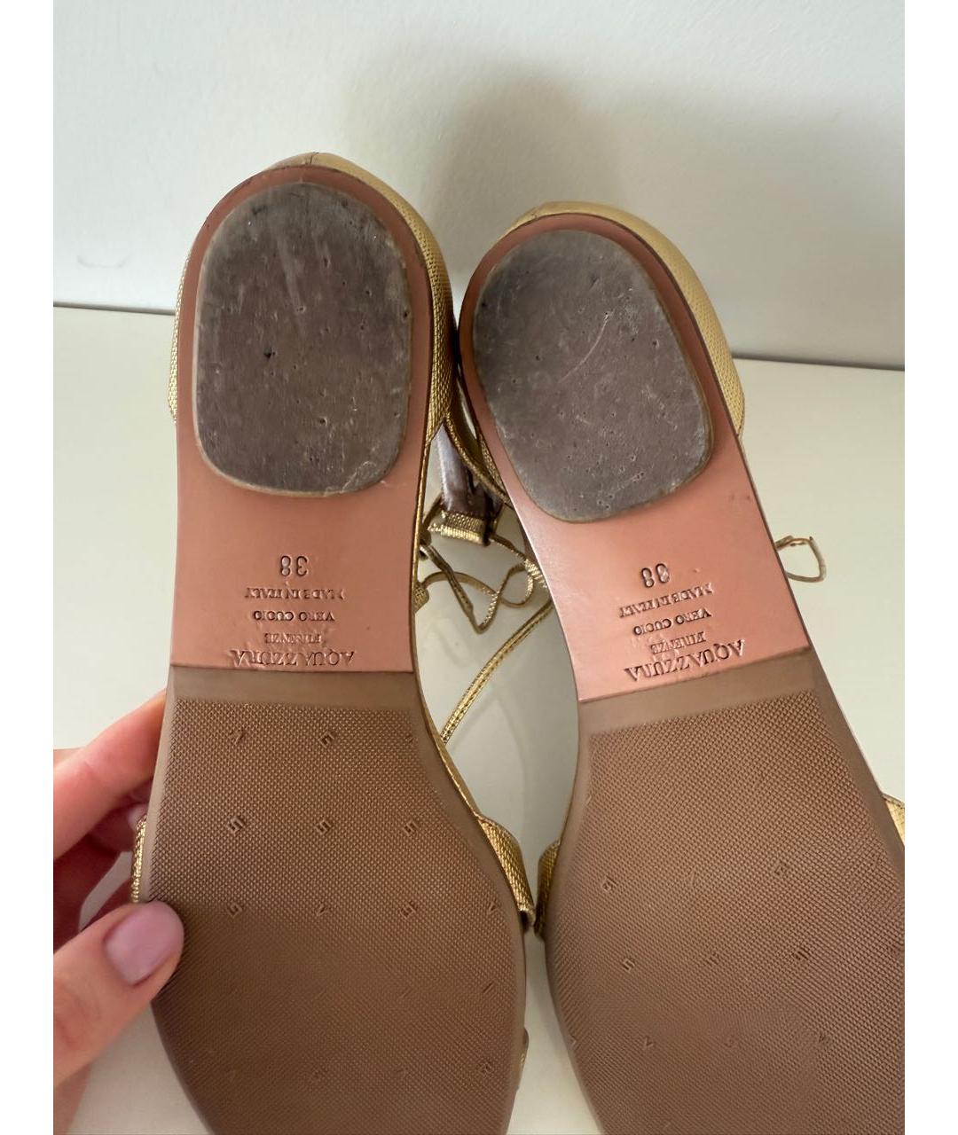 AQUAZZURA Золотые сандалии, фото 6