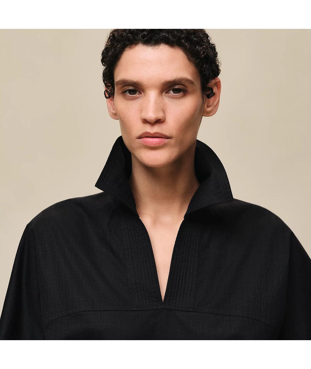 HERMES Черная хлопковая блузы, фото 3