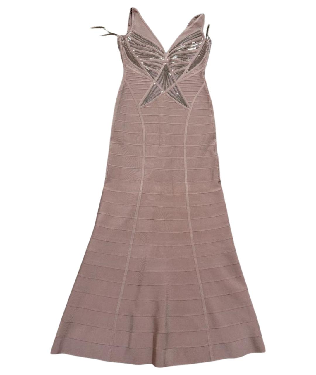 HERVE LEGER Розовое полиэстеровое вечернее платье, фото 1