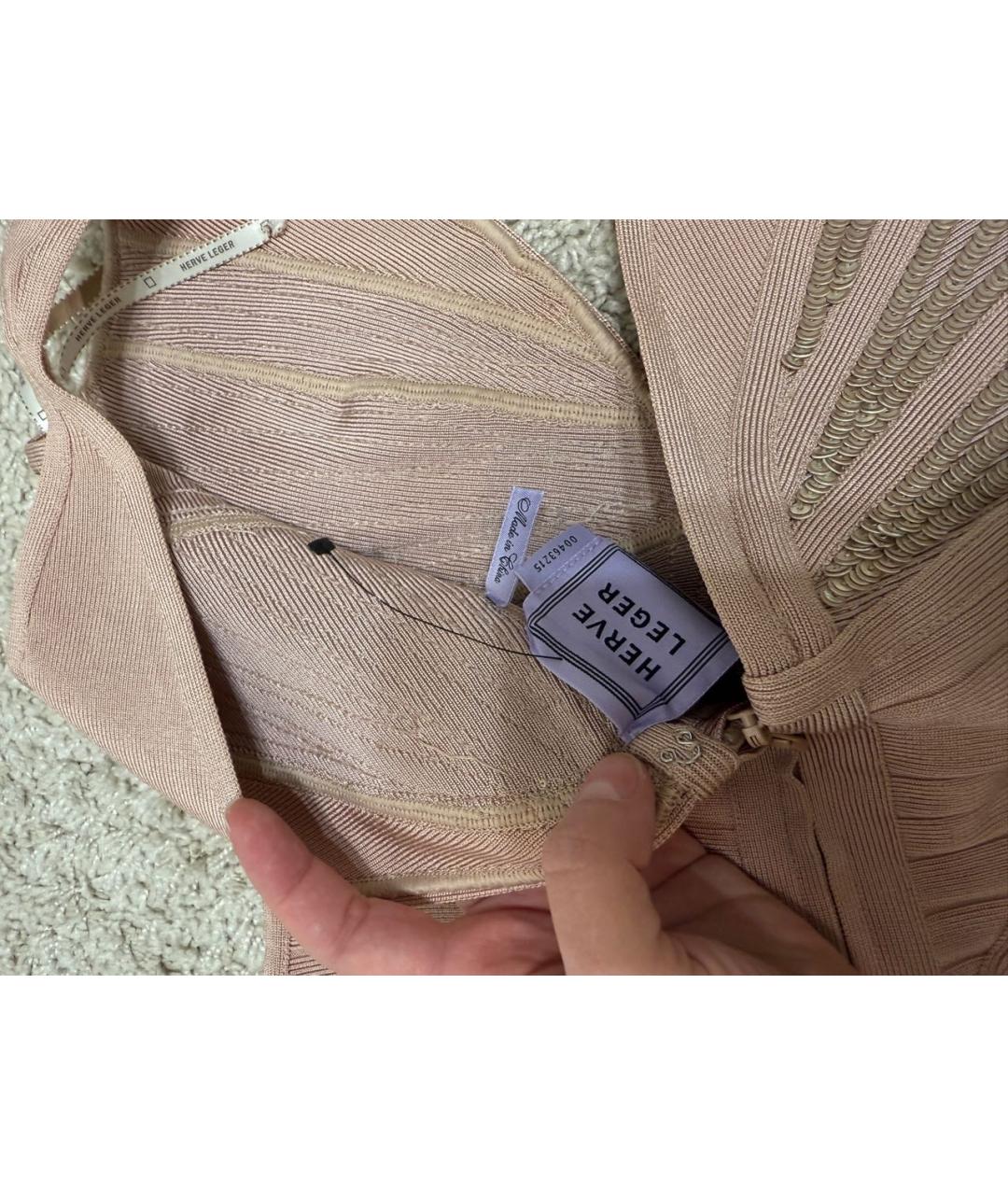 HERVE LEGER Розовое полиэстеровое вечернее платье, фото 8