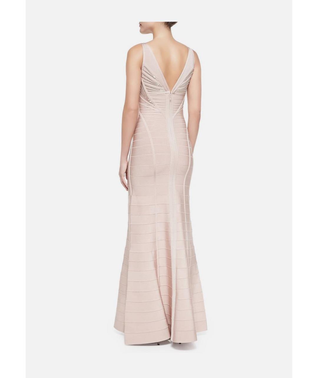 HERVE LEGER Розовое полиэстеровое вечернее платье, фото 4