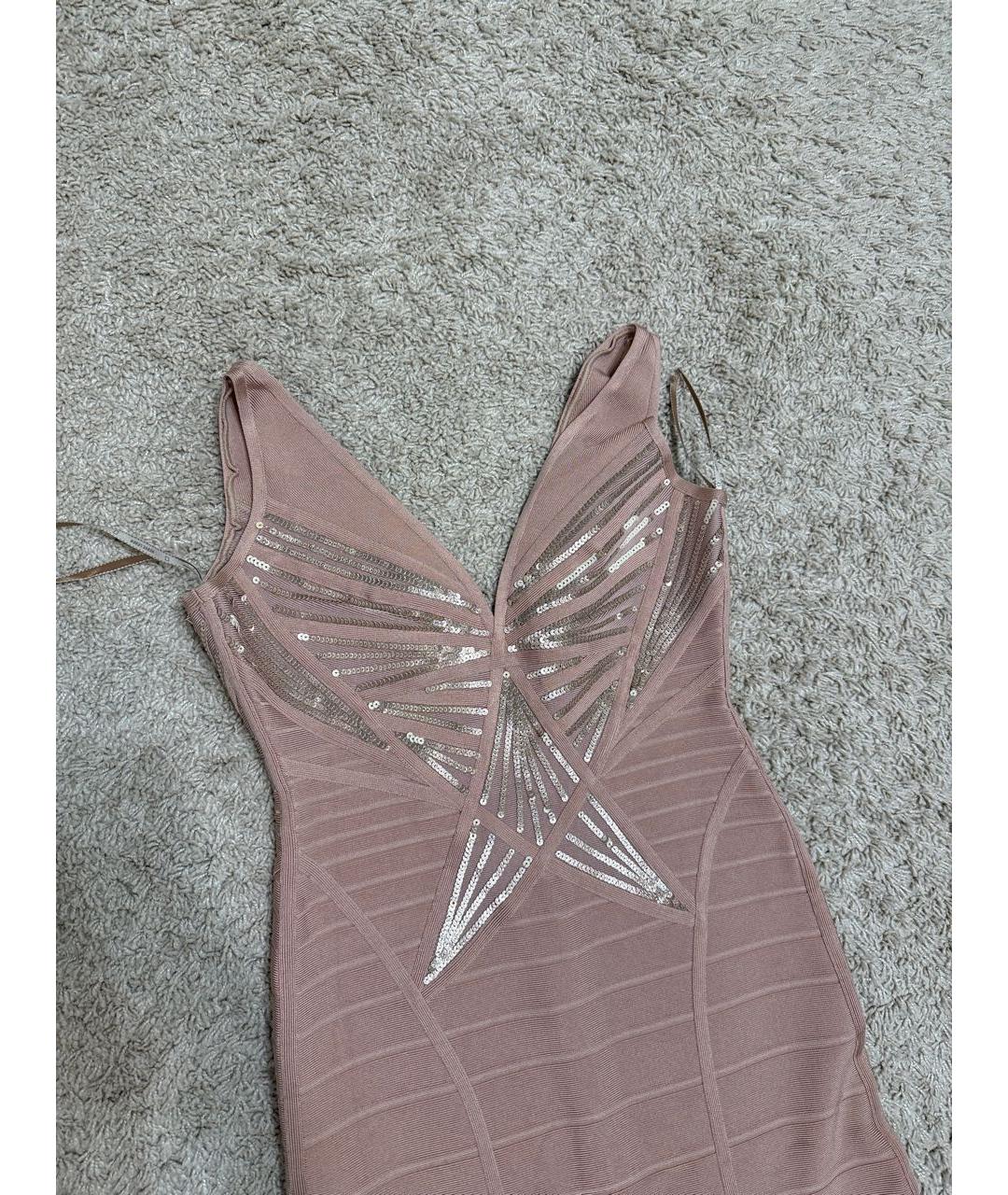 HERVE LEGER Розовое полиэстеровое вечернее платье, фото 6