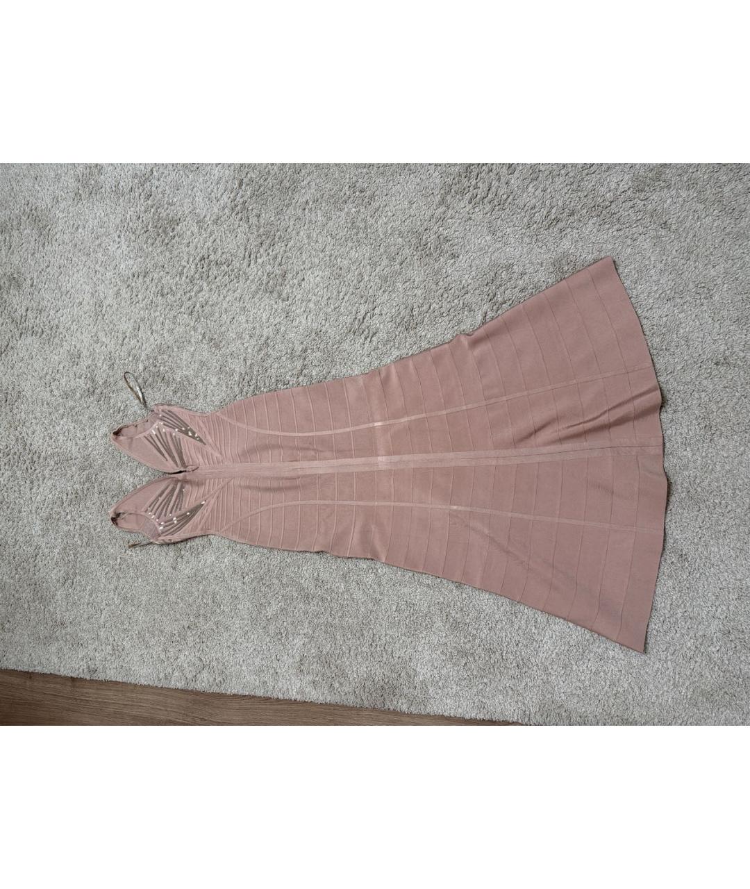 HERVE LEGER Розовое полиэстеровое вечернее платье, фото 7