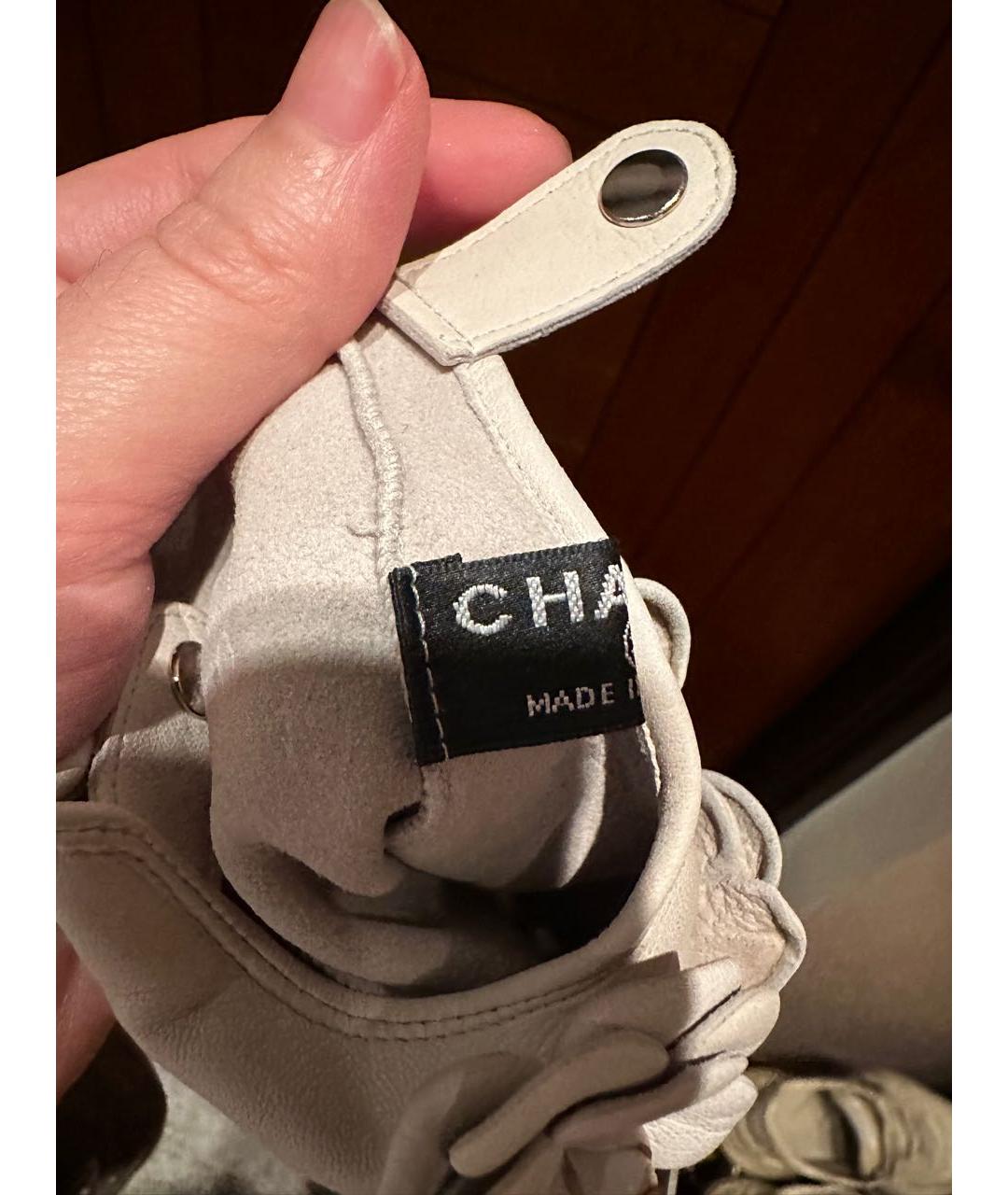 CHANEL Серые кожаные митенки, фото 4