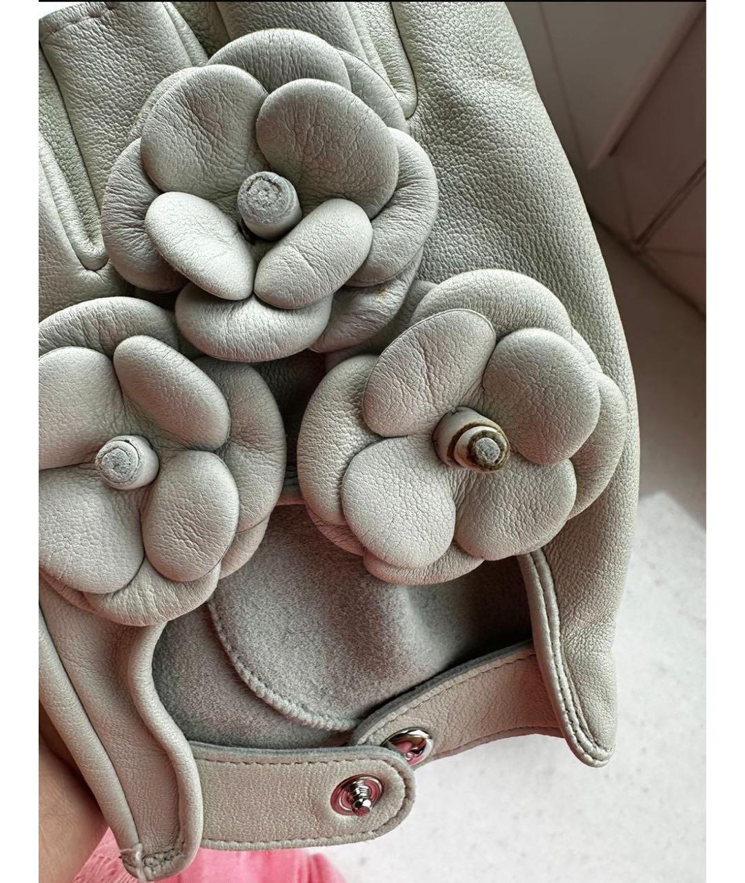 CHANEL Серые кожаные митенки, фото 2