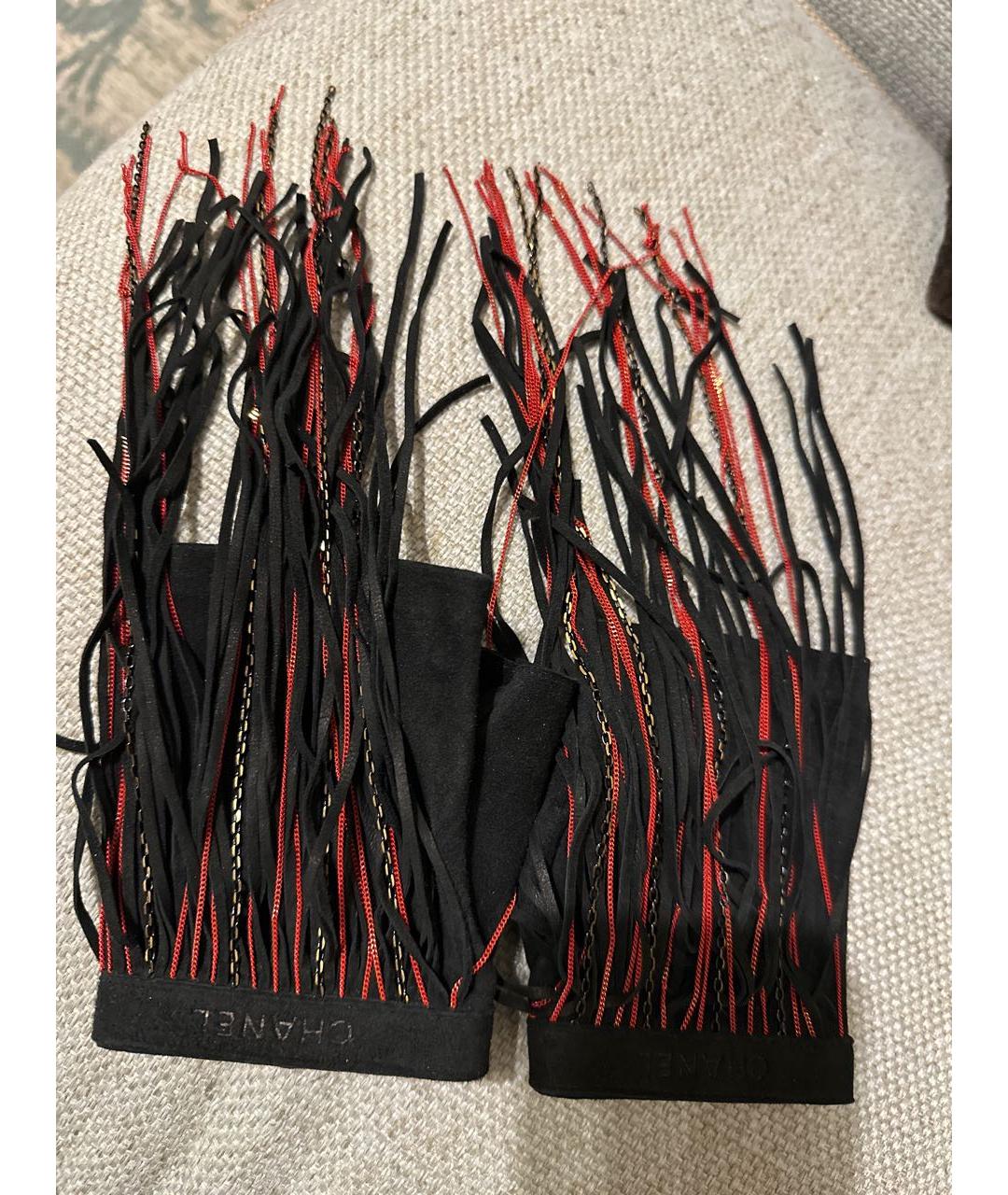 CHANEL Черные кожаные митенки, фото 7