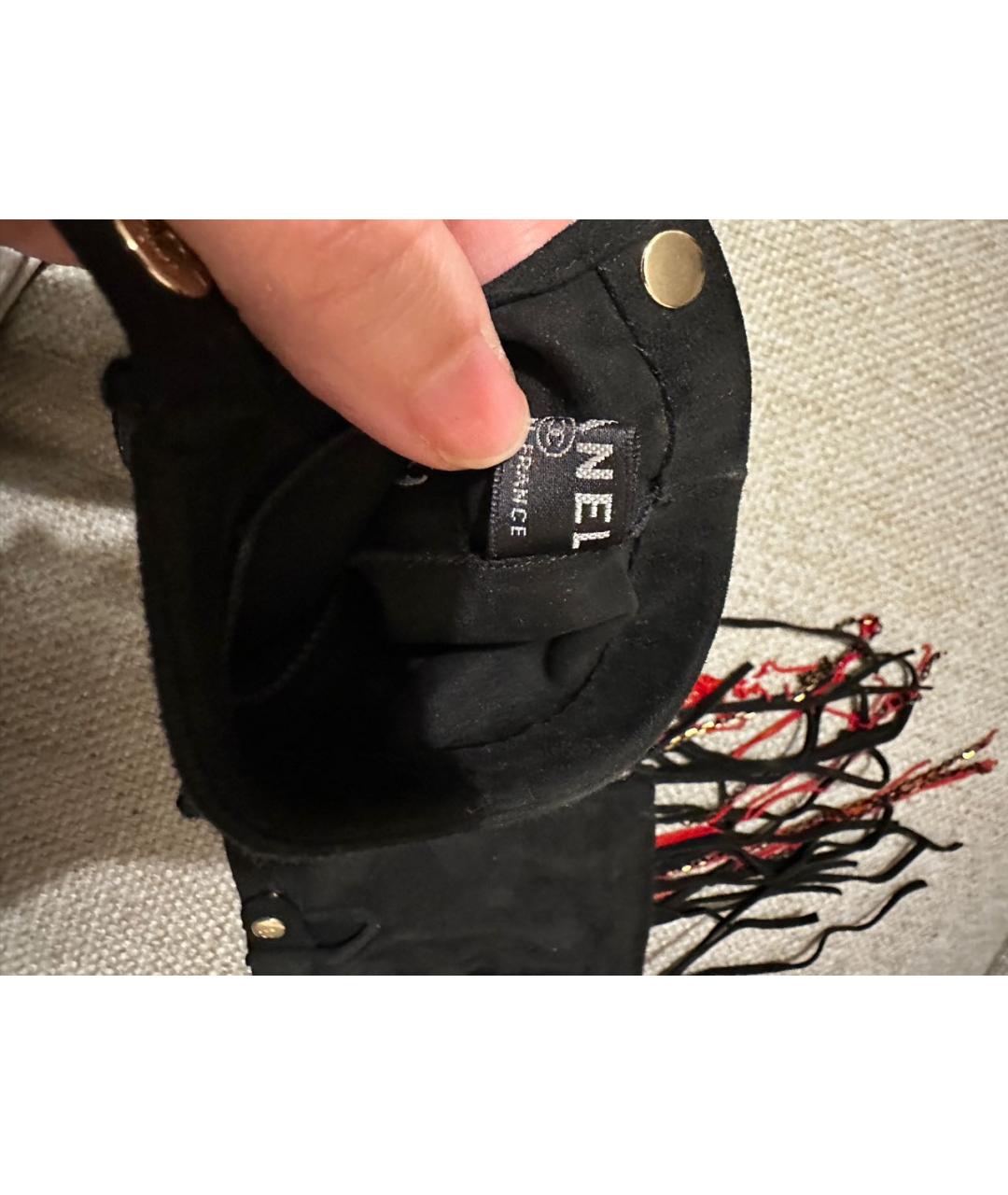 CHANEL Черные кожаные митенки, фото 5