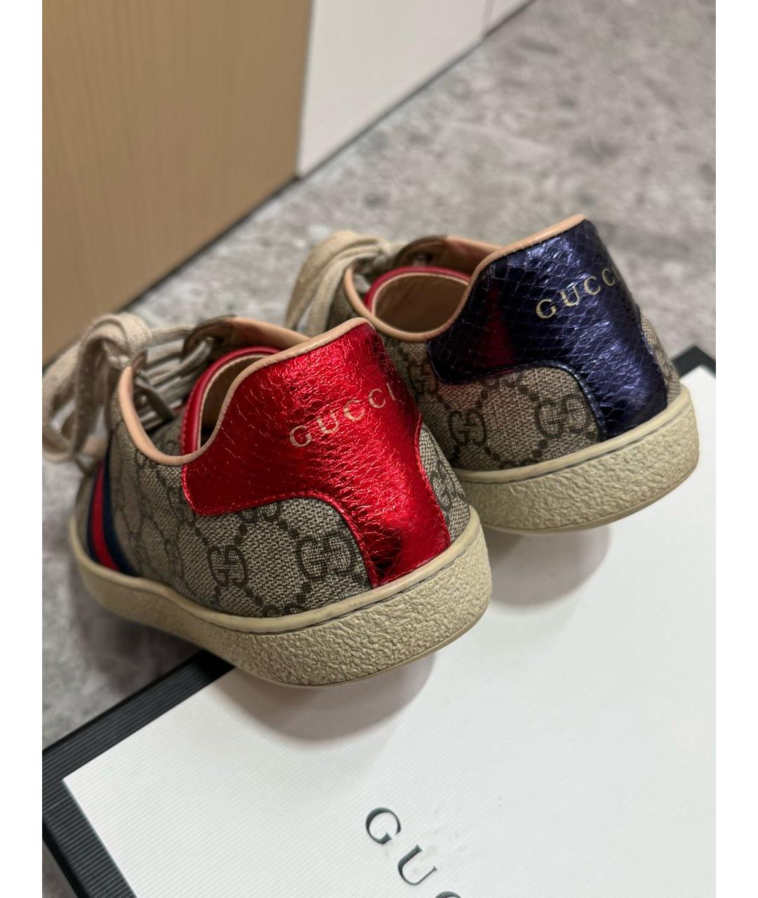 GUCCI Бежевые текстильные кеды, фото 7