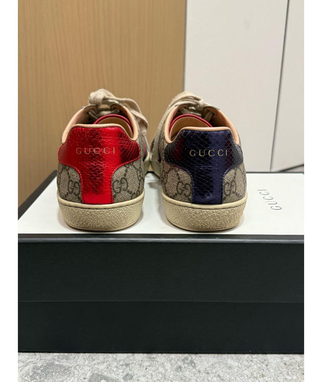 GUCCI Бежевые текстильные кеды, фото 4