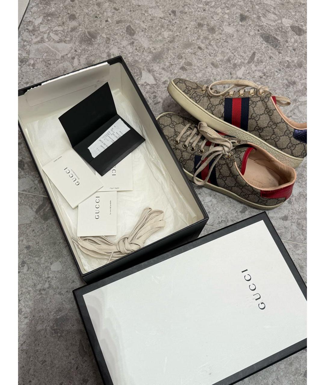 GUCCI Бежевые текстильные кеды, фото 5