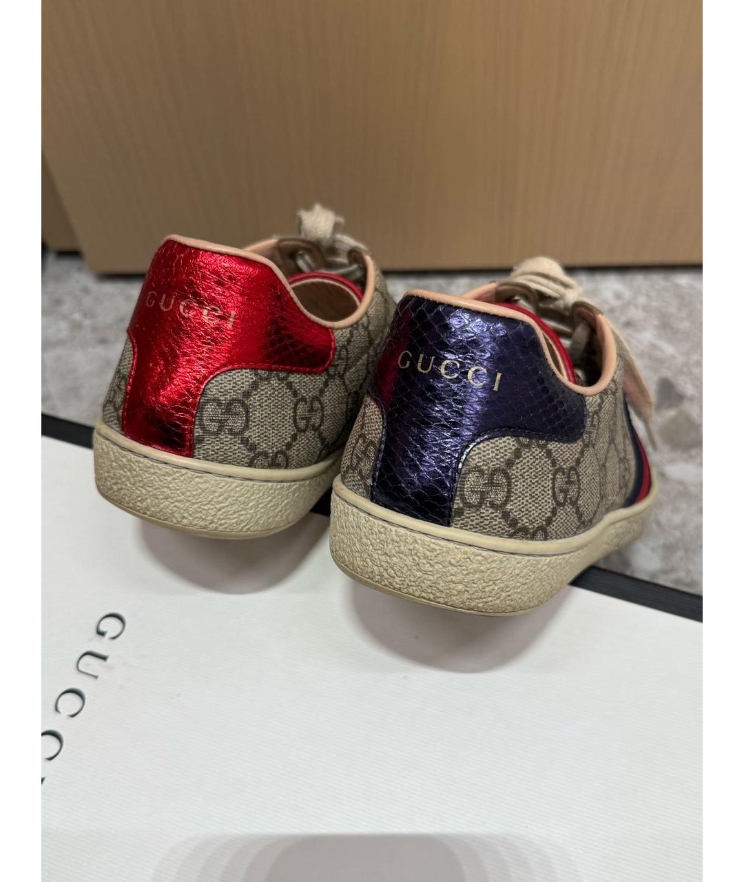 GUCCI Бежевые текстильные кеды, фото 6