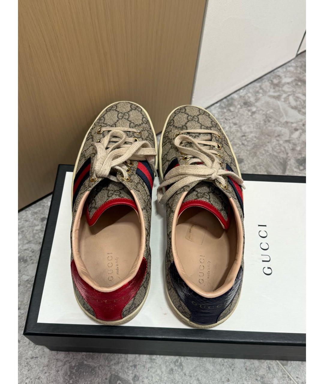 GUCCI Бежевые текстильные кеды, фото 3