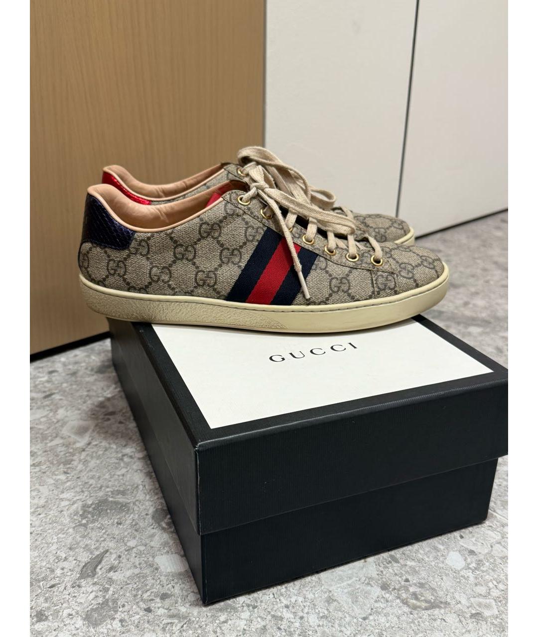 GUCCI Бежевые текстильные кеды, фото 8