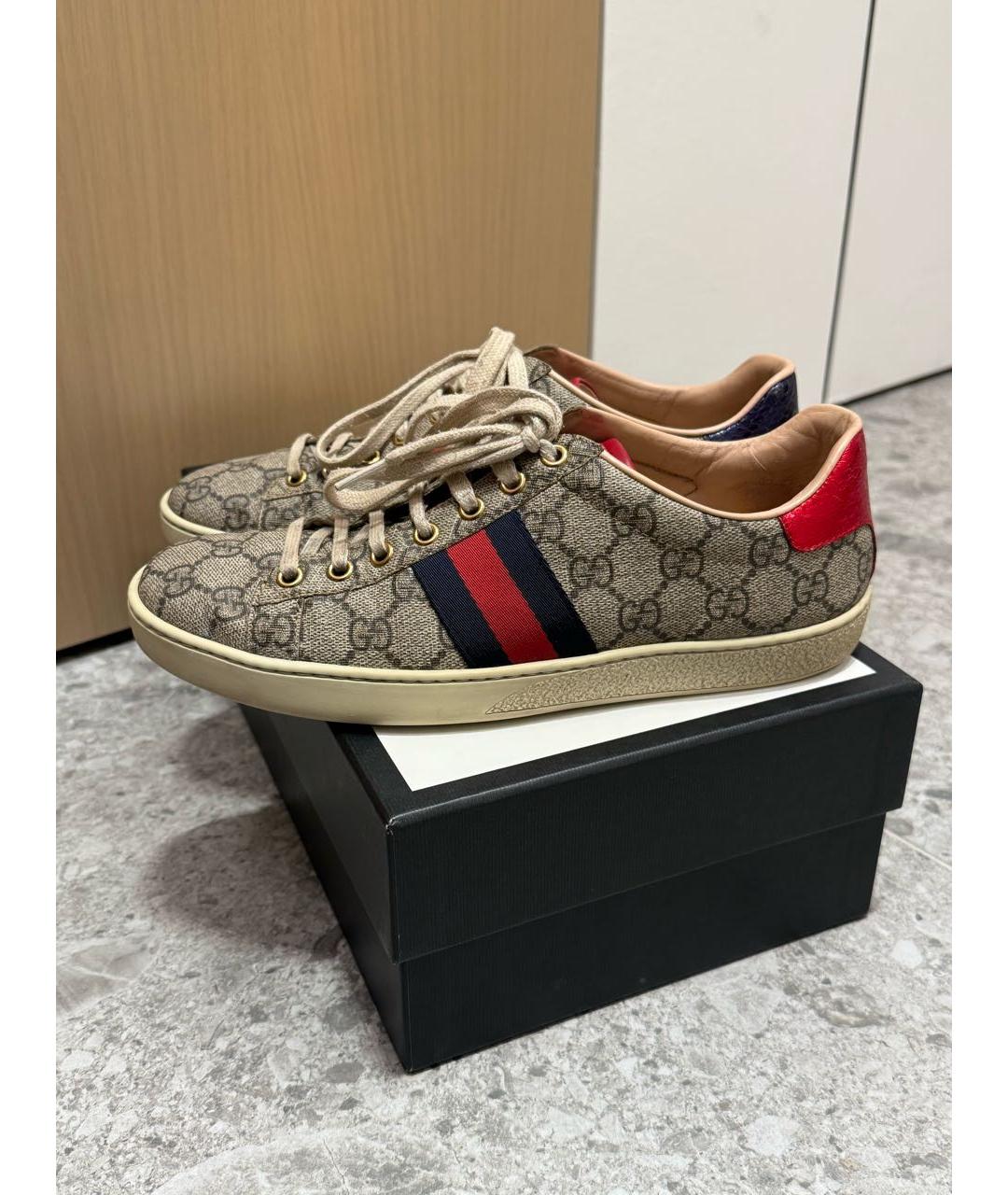 GUCCI Бежевые текстильные кеды, фото 9