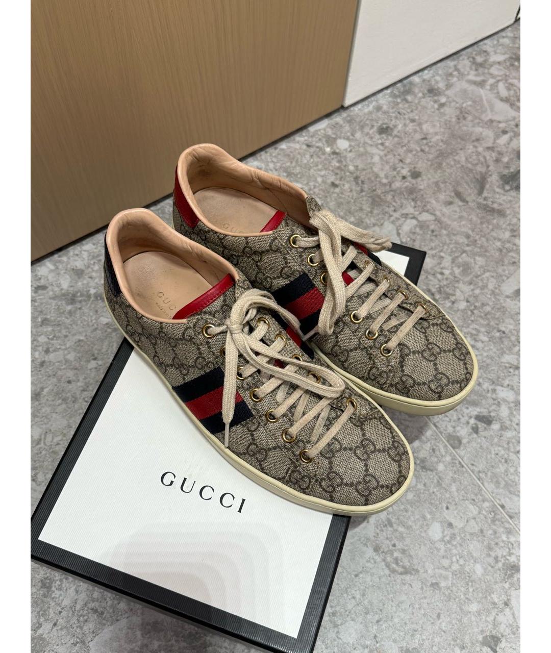 GUCCI Бежевые текстильные кеды, фото 2