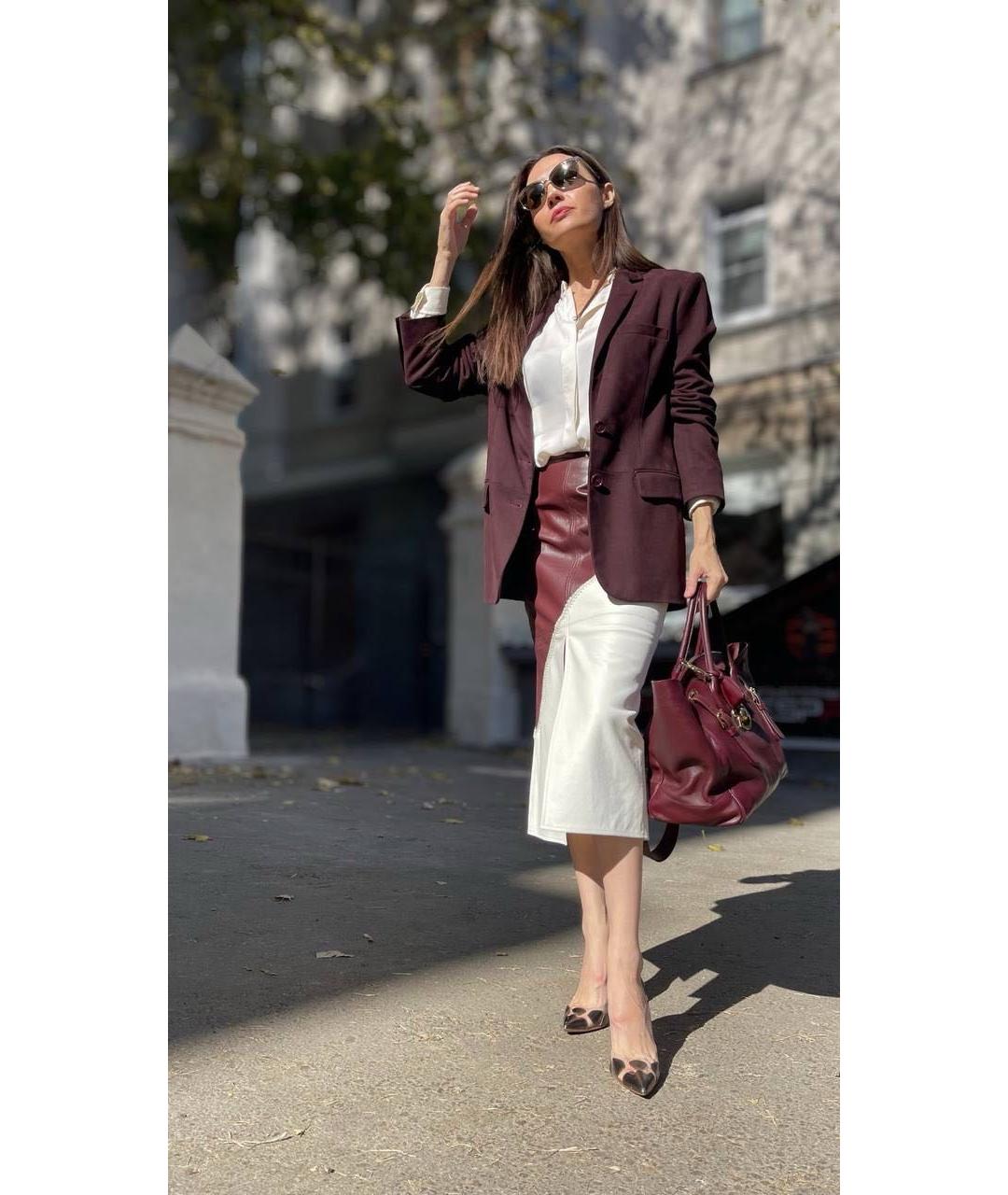 CELINE Мульти кожаная юбка миди, фото 2